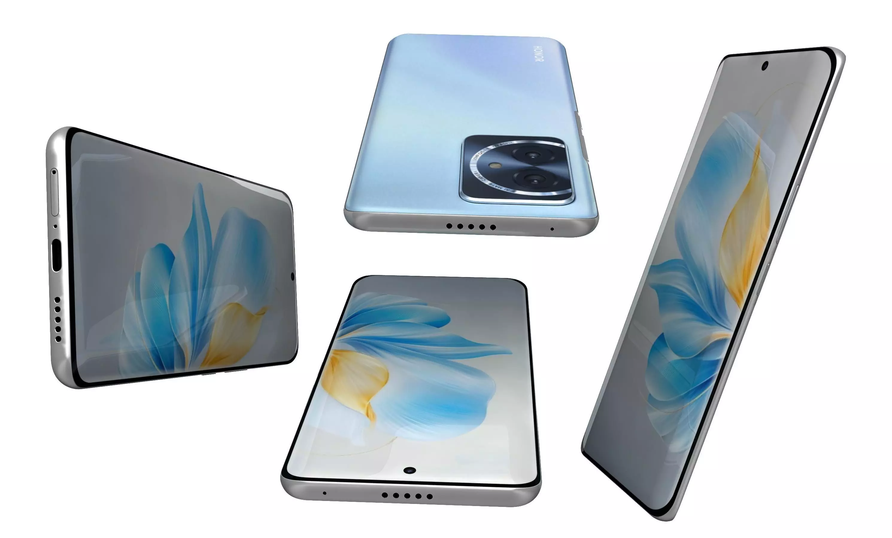 Honor 100 Blue High Poly 3D model_7