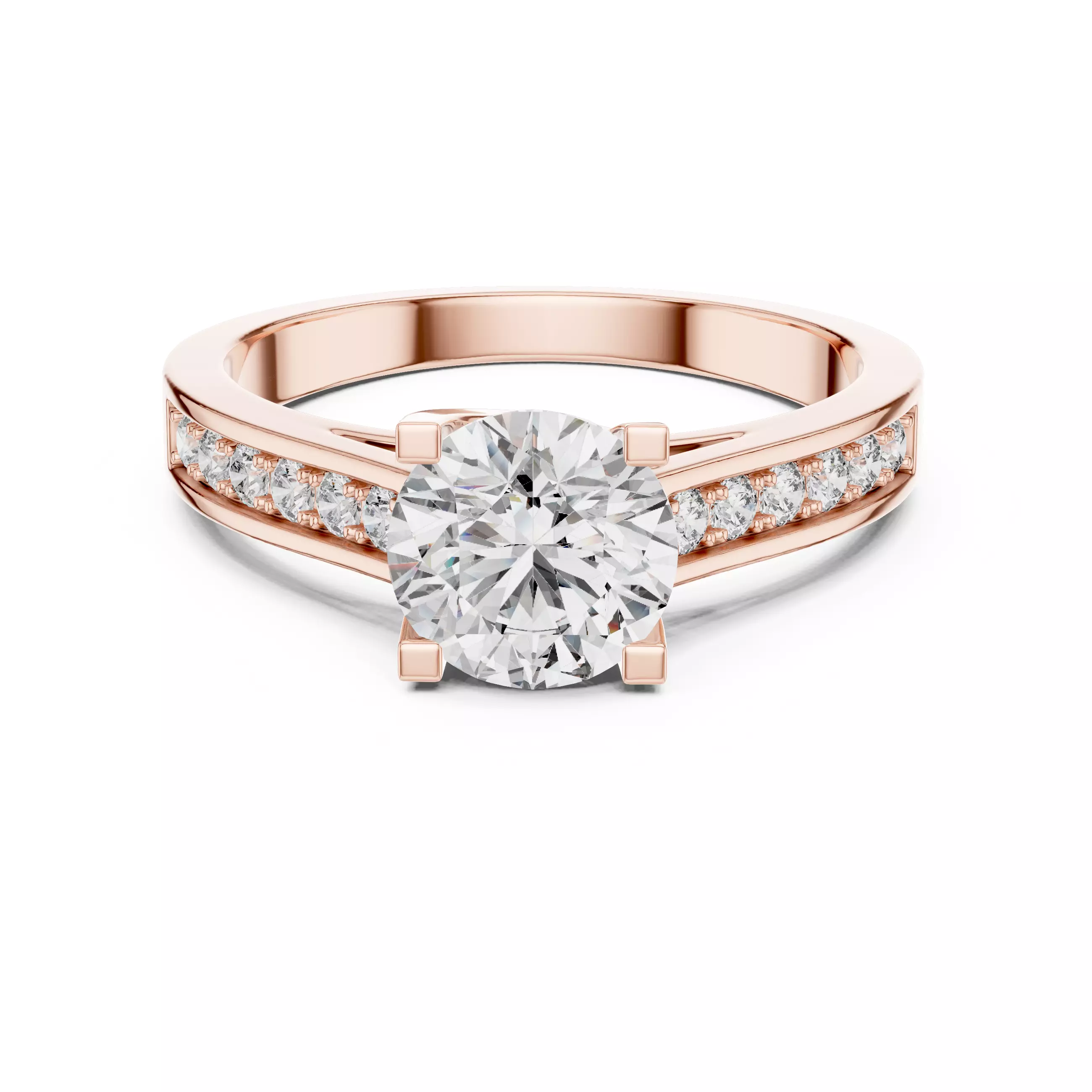 Round Diamond Solitaire Ring 3D print model