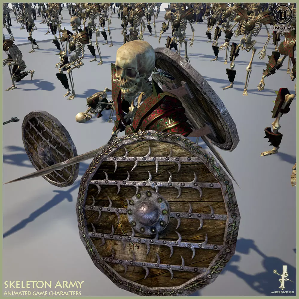 ARMY OF SKELETONS Low-poly 3D model_0