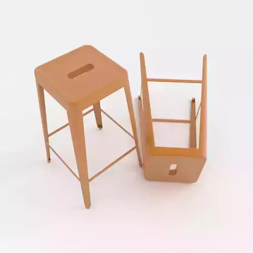 Orange metal bar stool