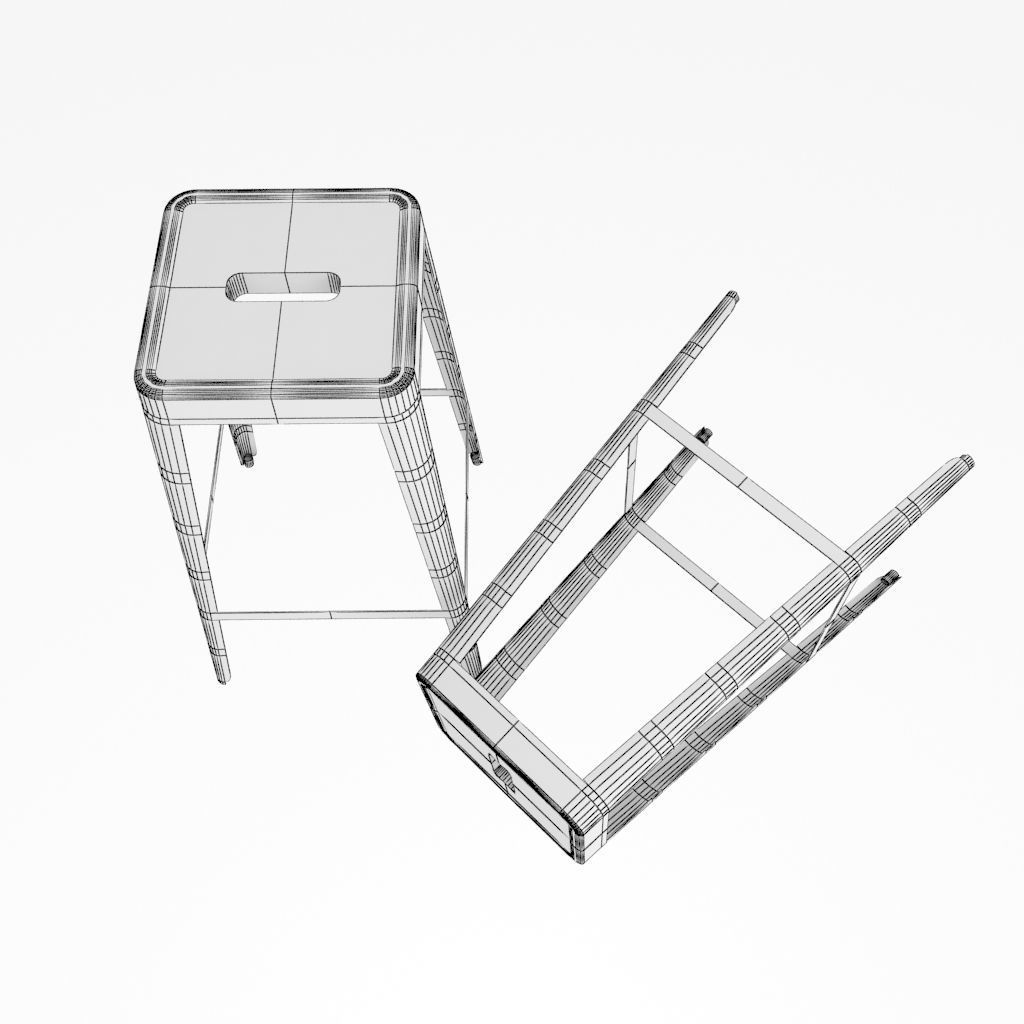 Lime green bar stool  3D model_4