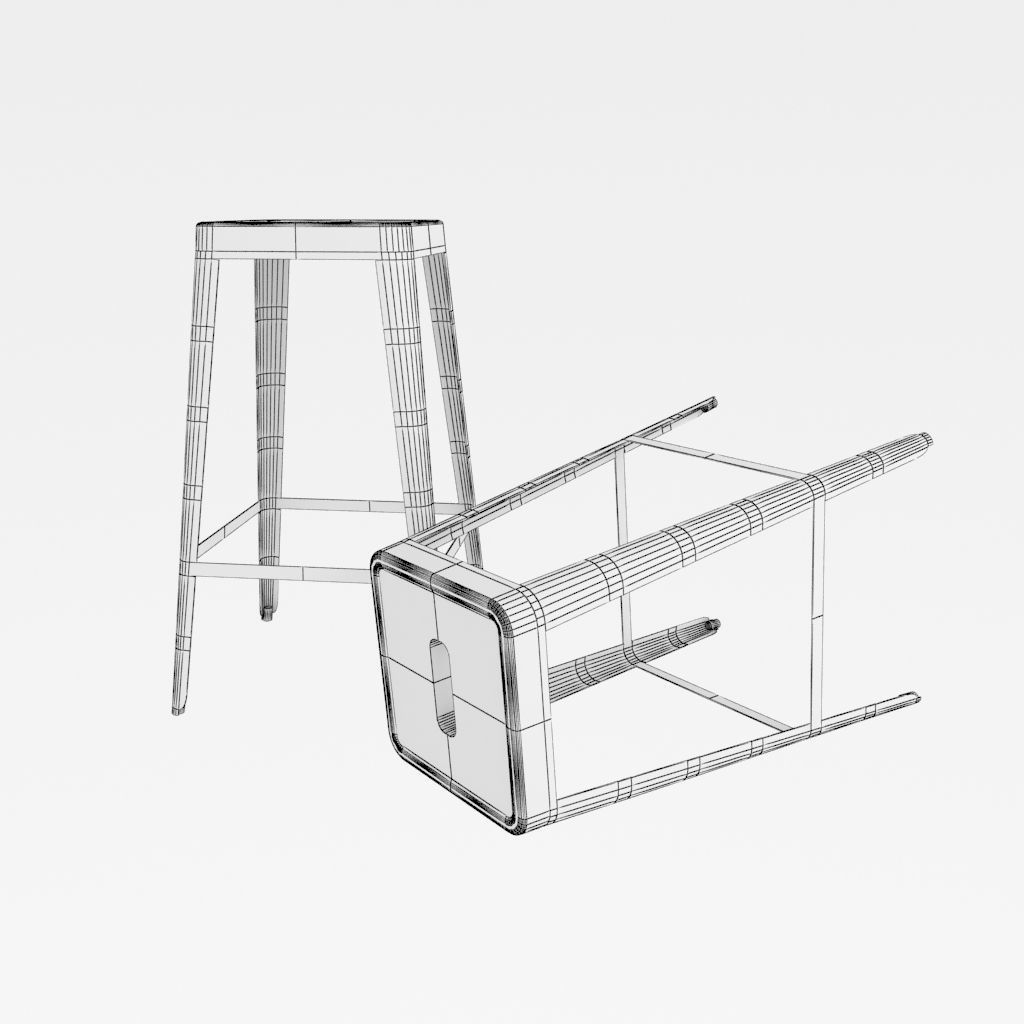 Lime green bar stool  3D model_5