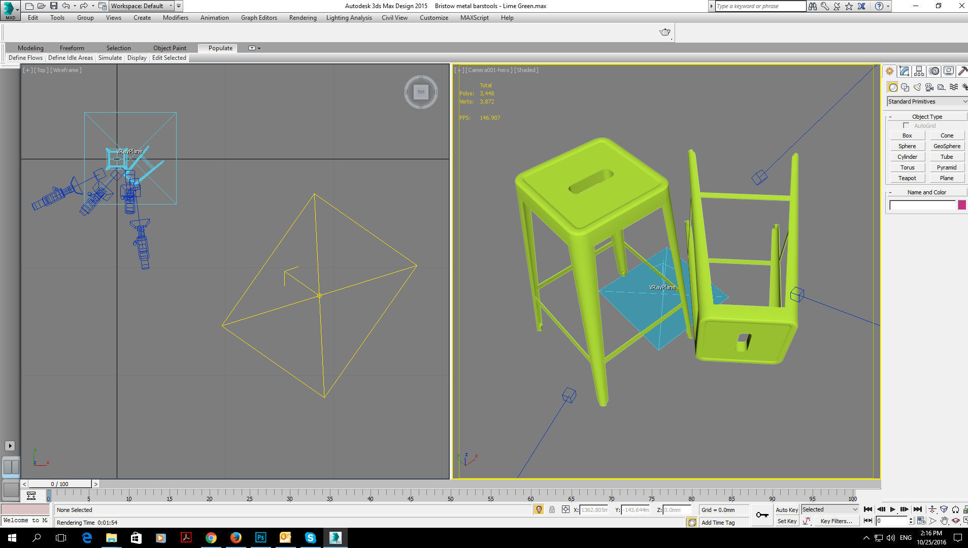 Lime green bar stool  3D model_8