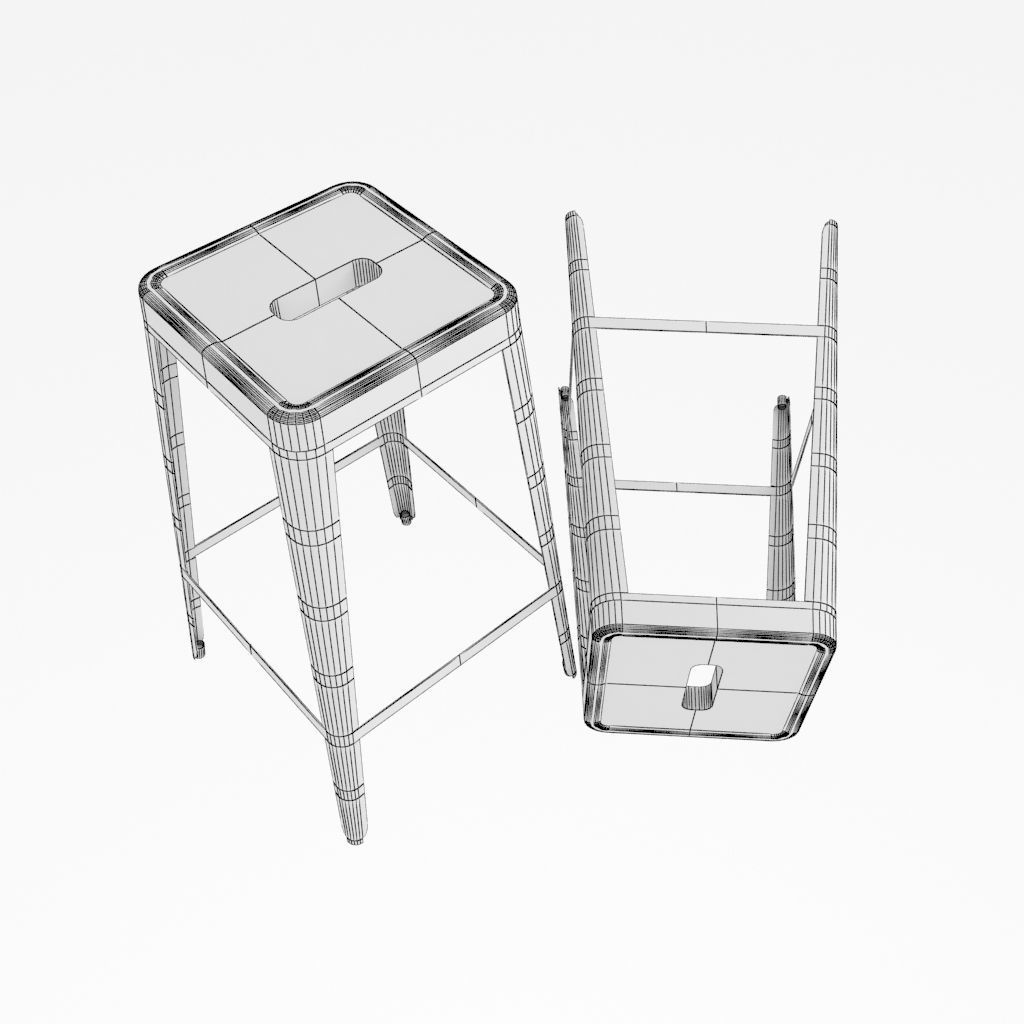 Lime green bar stool  3D model_6