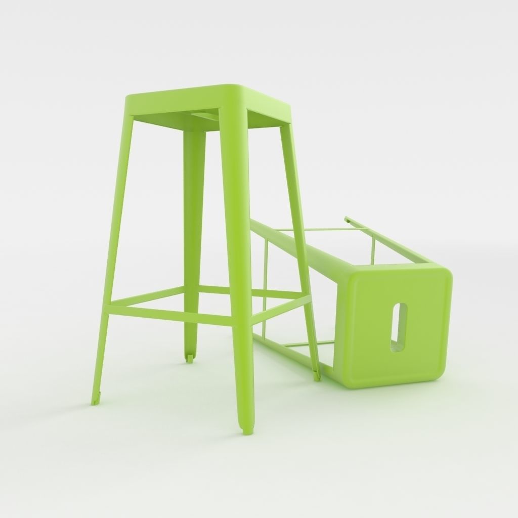 Lime green bar stool  3D model_1