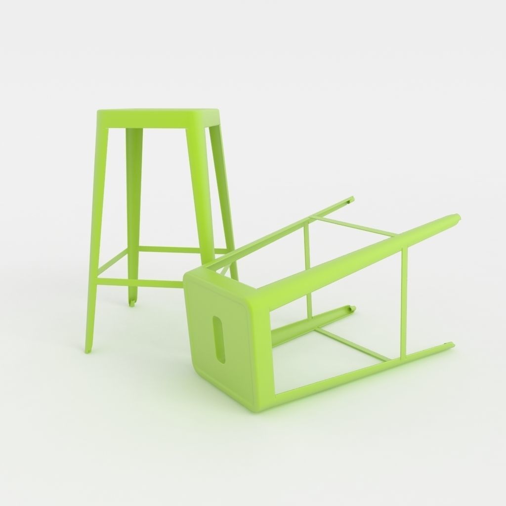Lime green bar stool  3D model_3