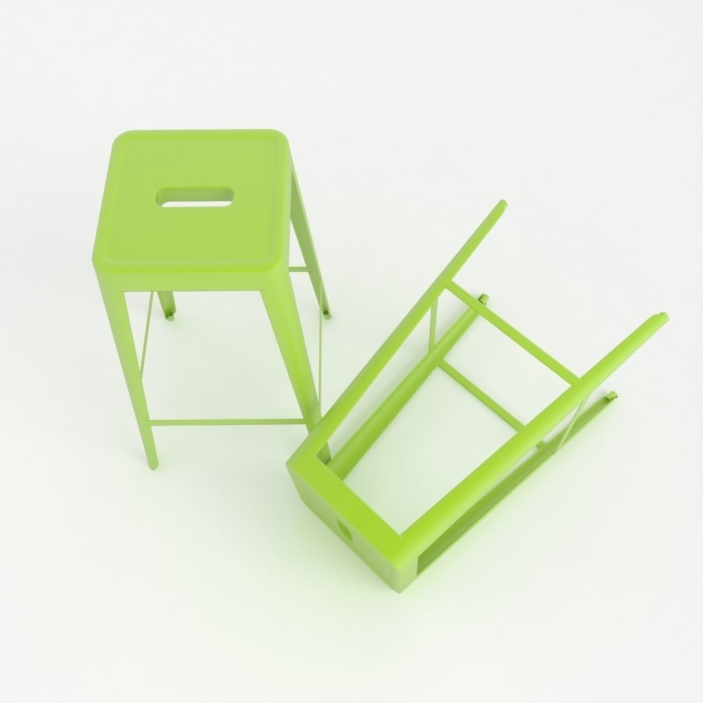 Lime green bar stool  3D model_2