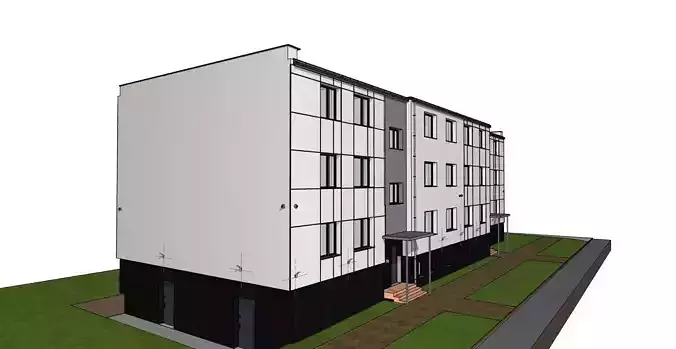 Modern Apartment Block 3D Model  