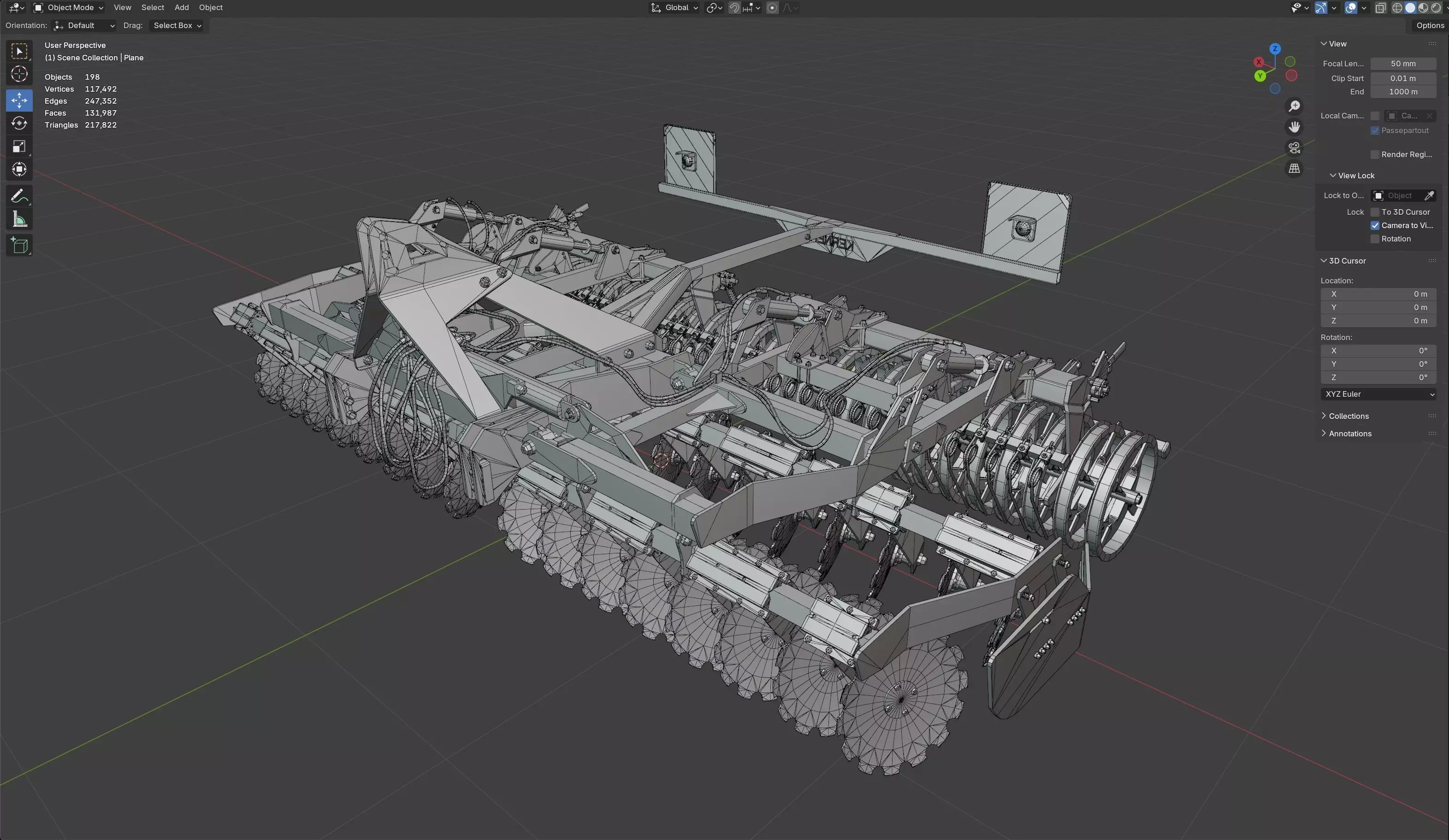 Kerner Helix H450 Trailed Disc harrow Low-poly 3D model_13