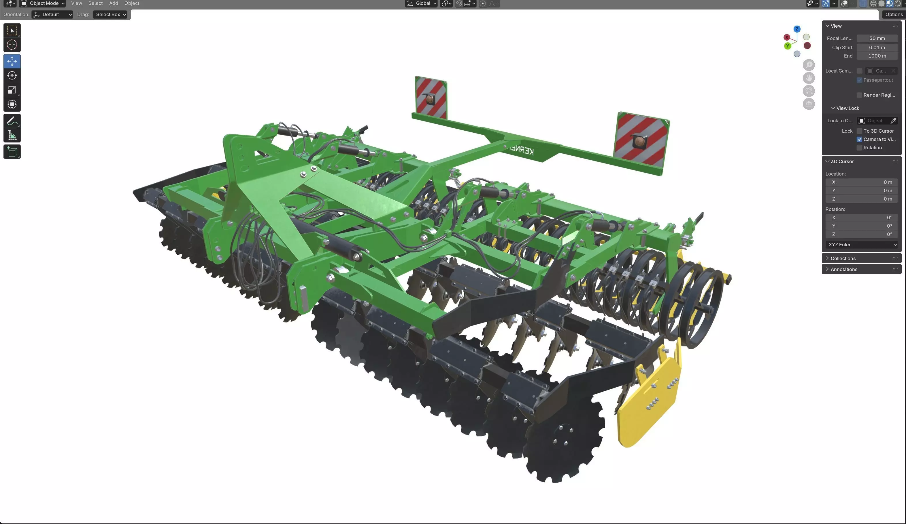 Kerner Helix H450 Trailed Disc harrow Low-poly 3D model_11