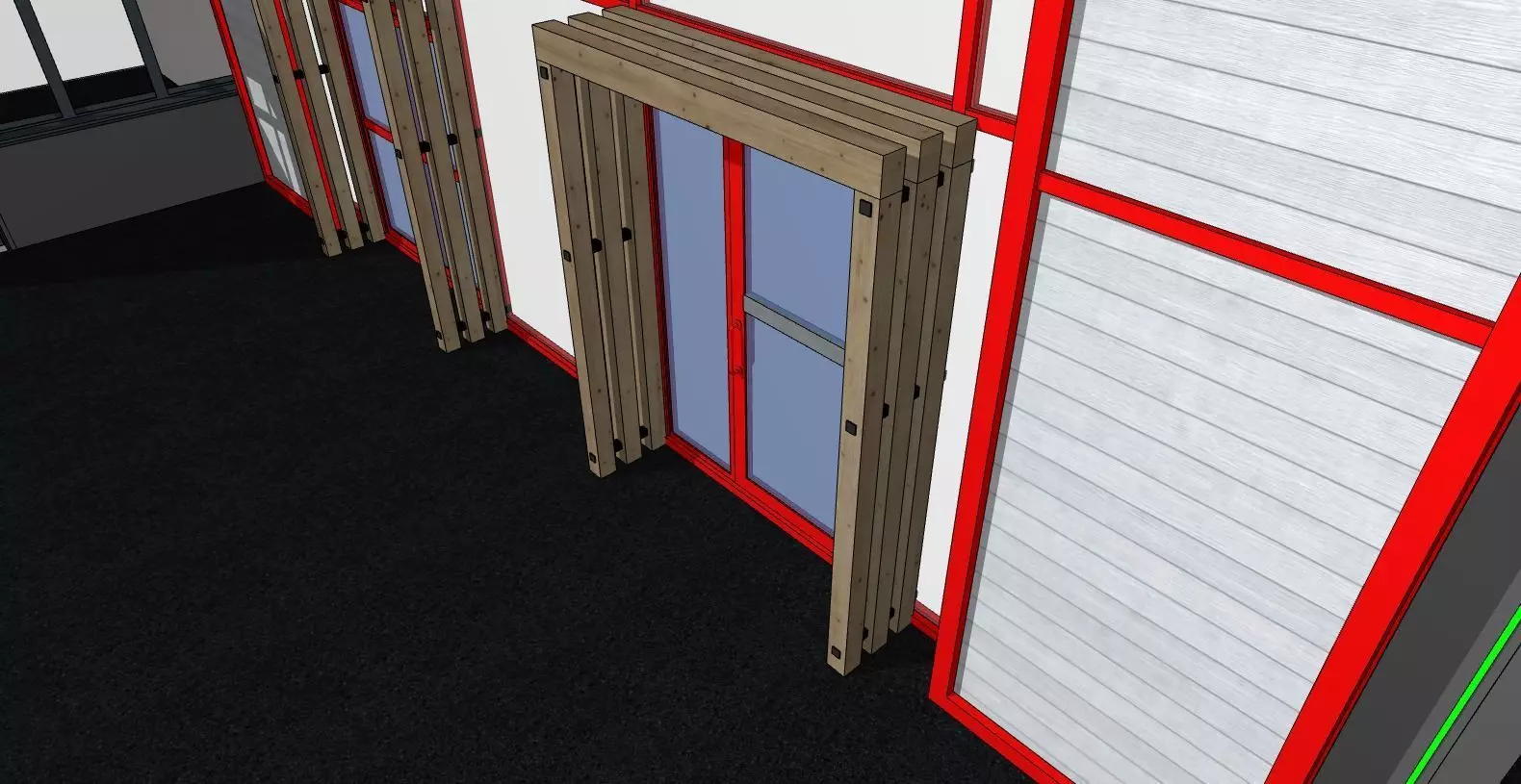 Modern Industrial Hall Front Frames and Composite Facade 3D model_1