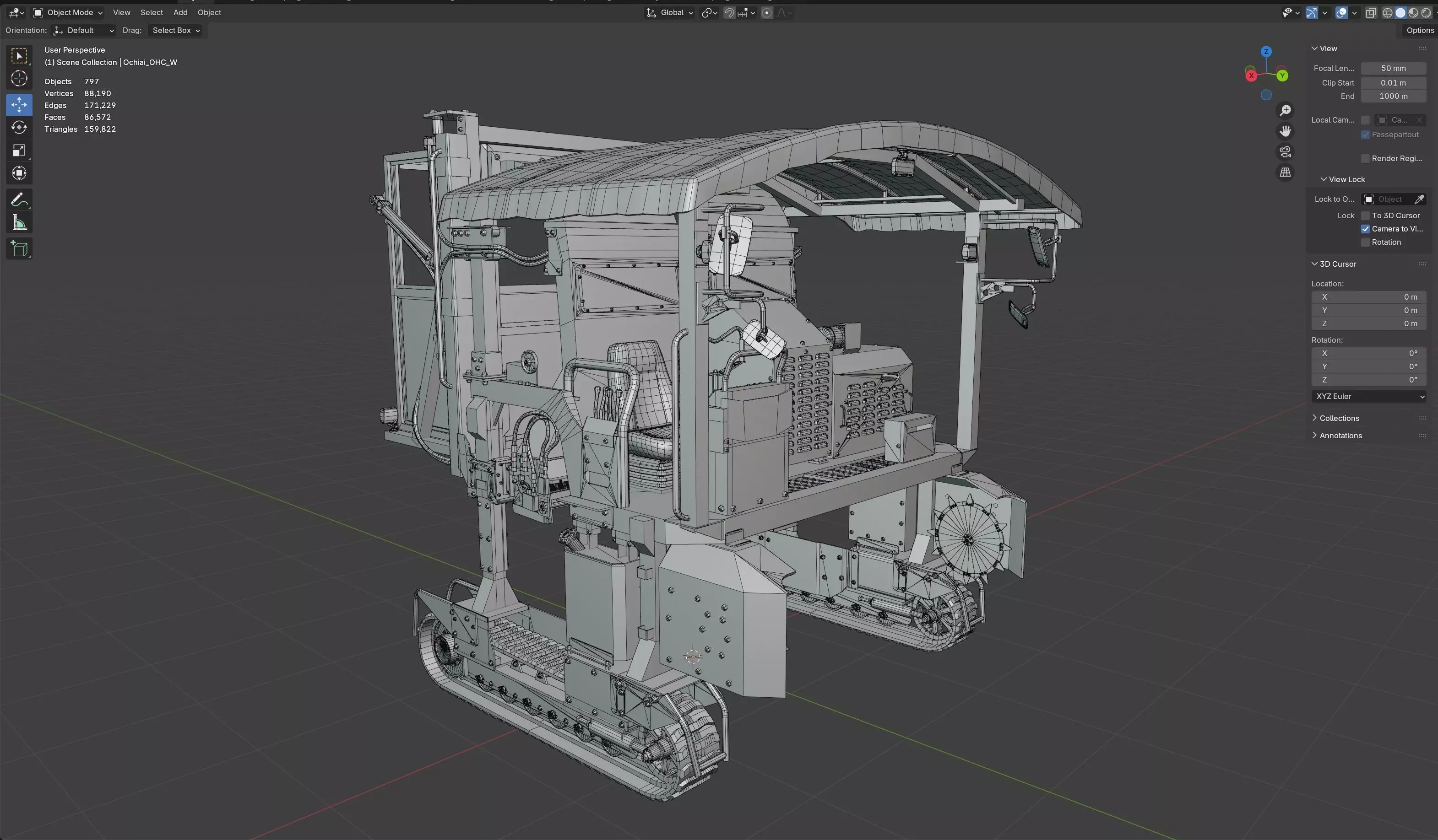 Ochiai OHC-W Tea Harvesting Machine Low-poly 3D model_13