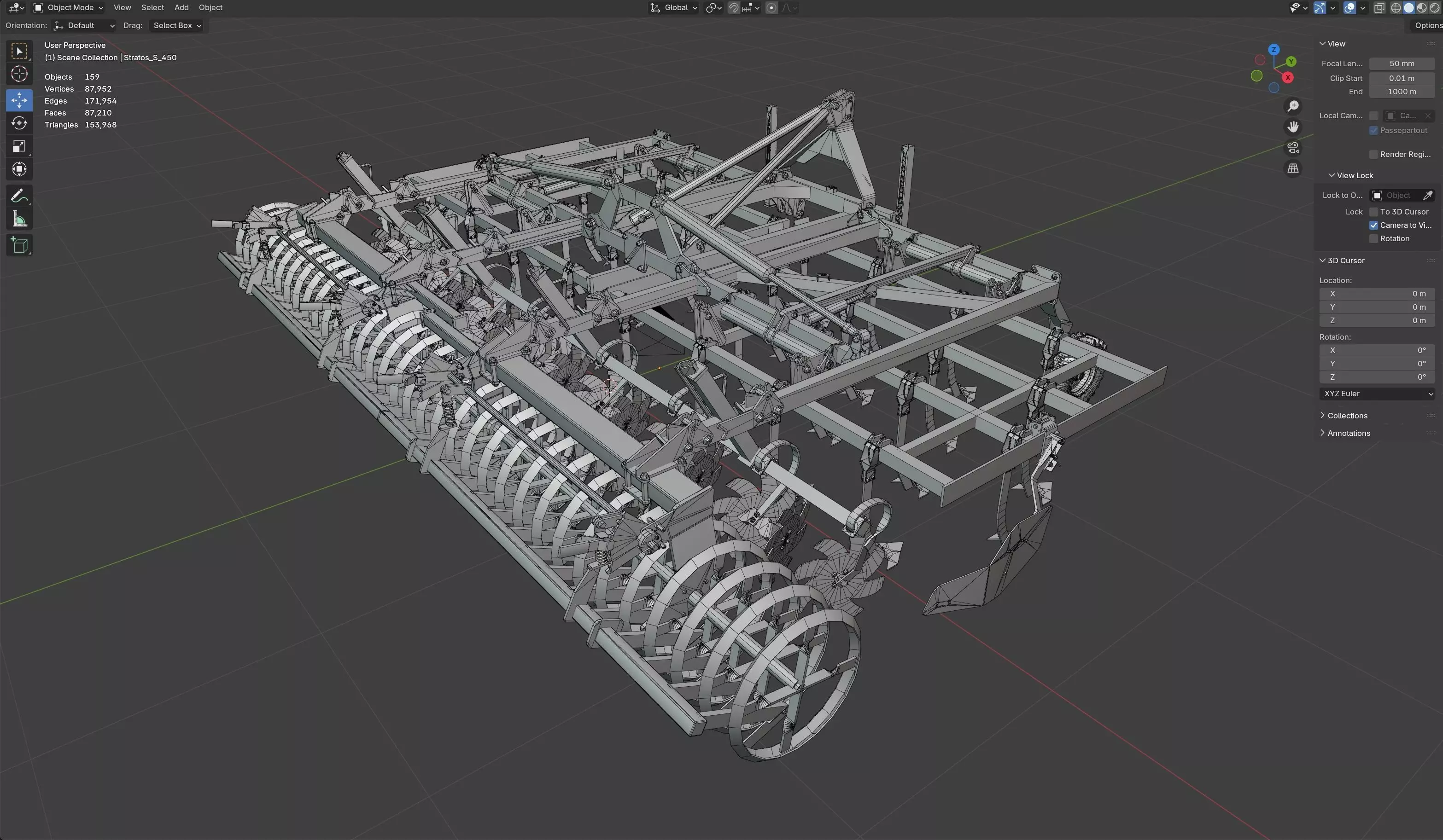 Kerner Stratos S 450 Agricultural Cultivator Low-poly 3D model_11