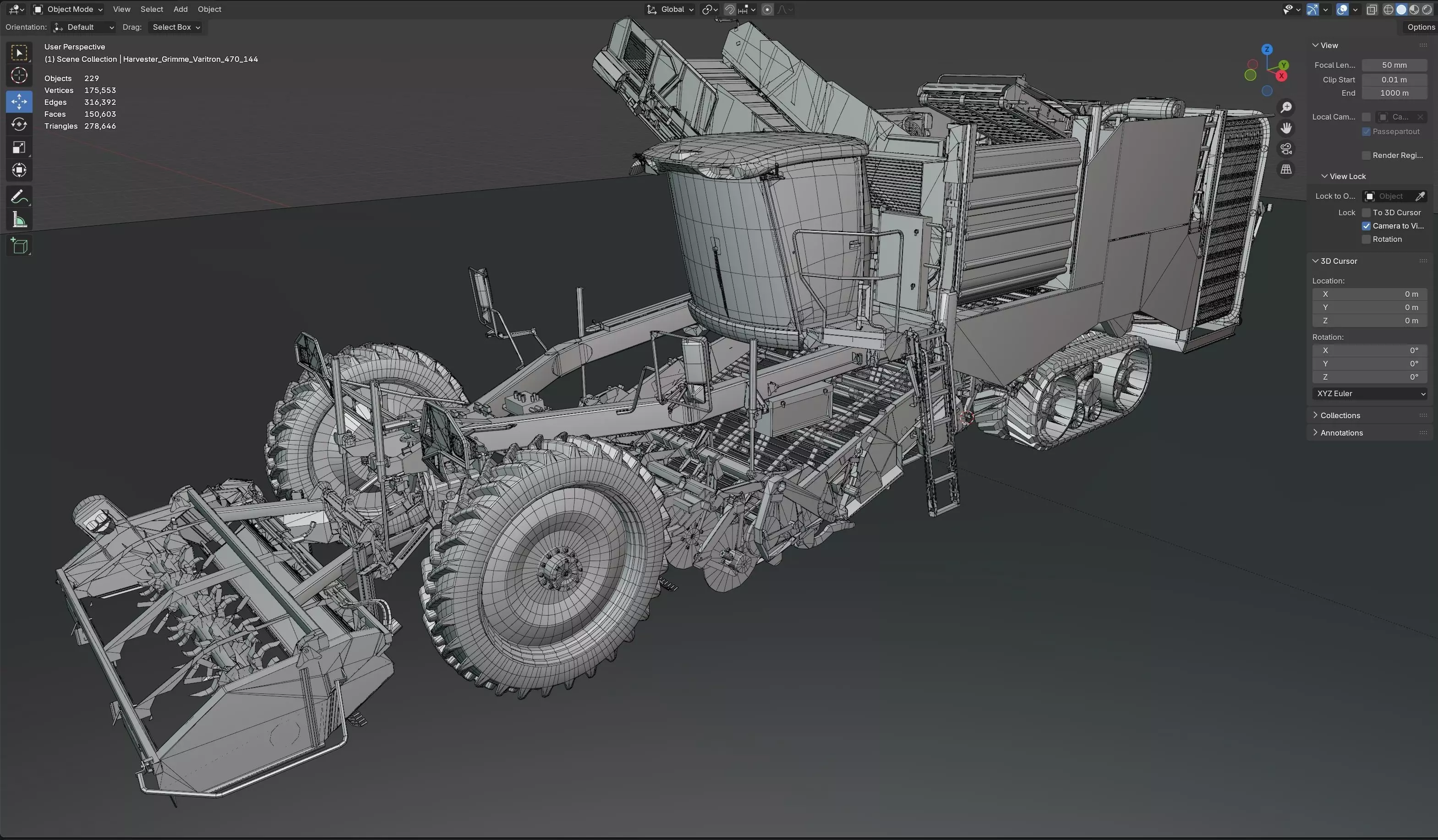 Harvester Grimme Varitron 470 Low-poly 3D model_15