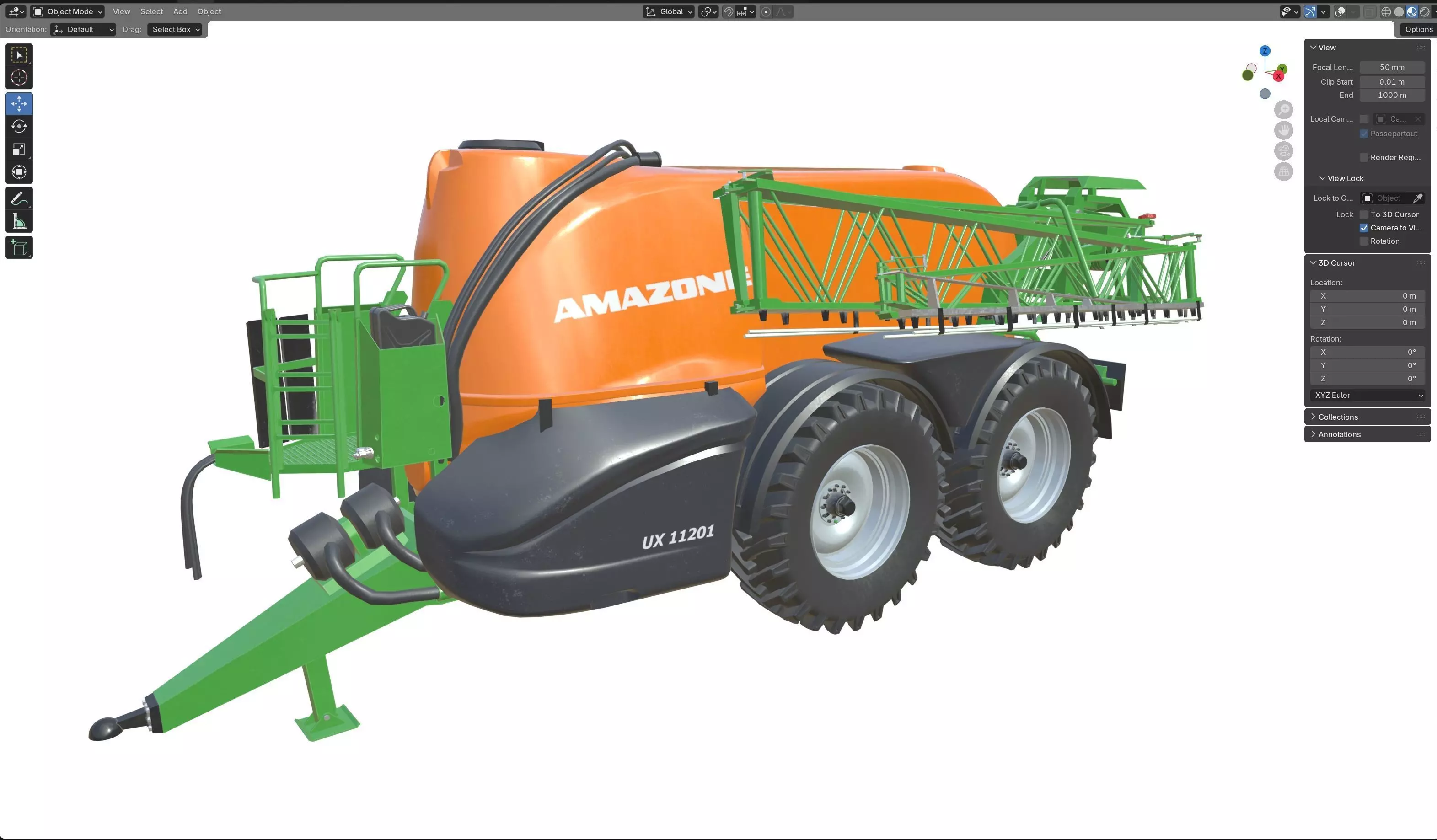 Amazone UX 11201 Trailed Field Sprayer Low-poly 3D model_11