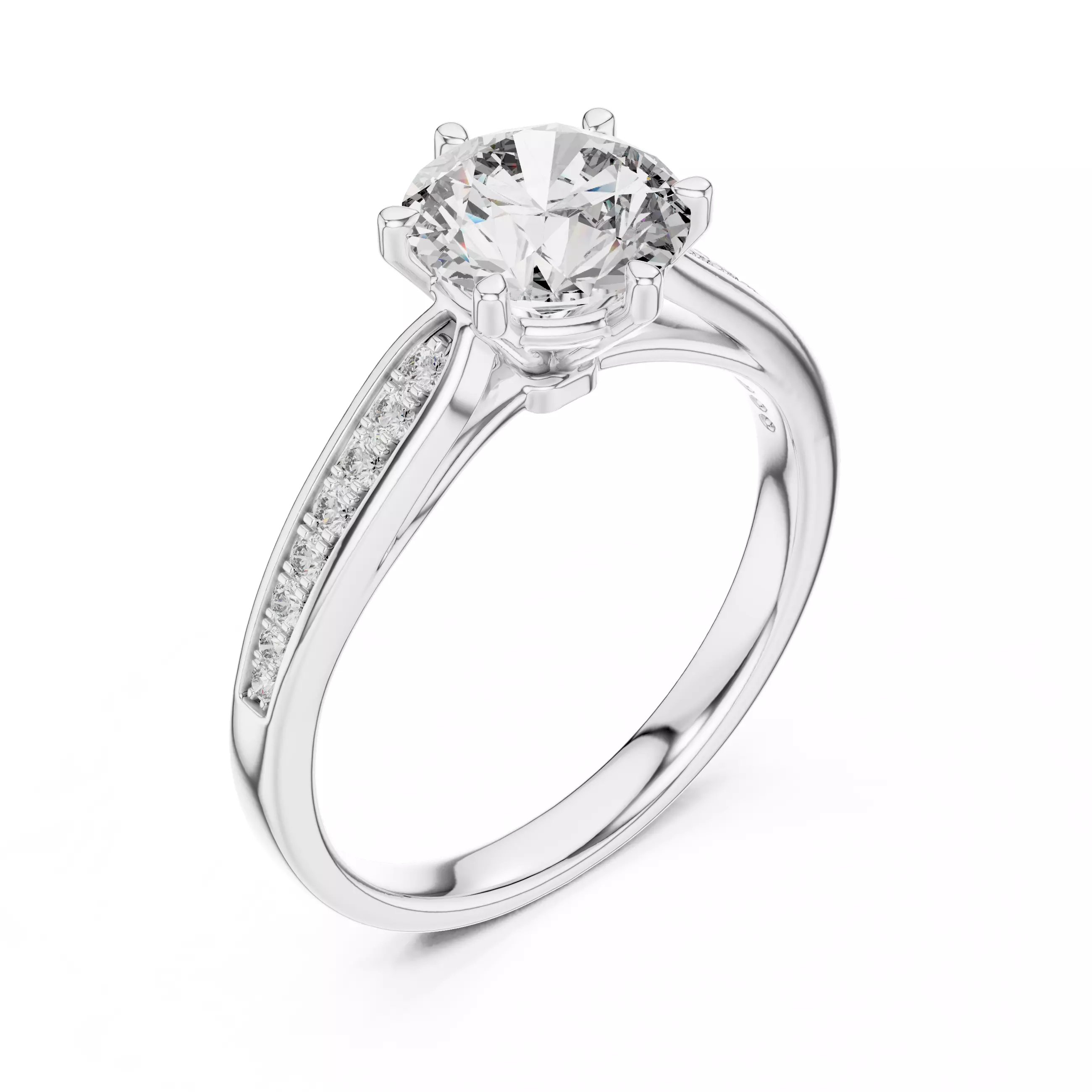 Round Diamond Solitaire Ring 3D print model_4
