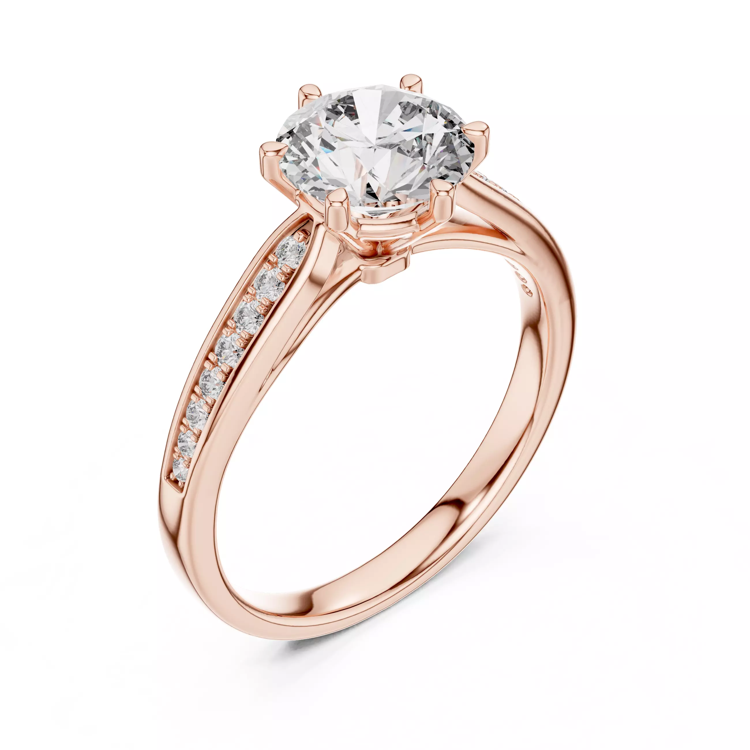Round Diamond Solitaire Ring 3D print model_2