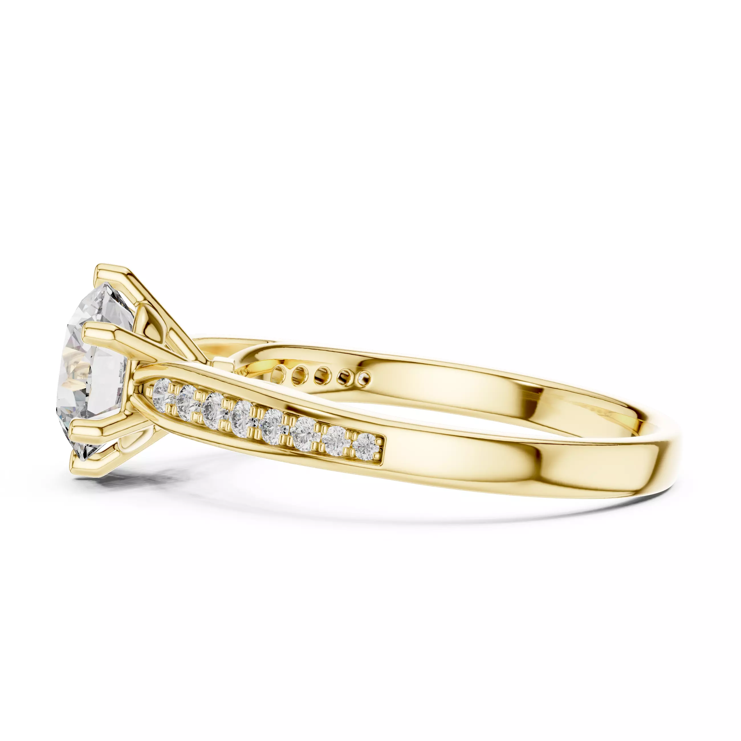 Round Diamond Solitaire Ring 3D print model_12
