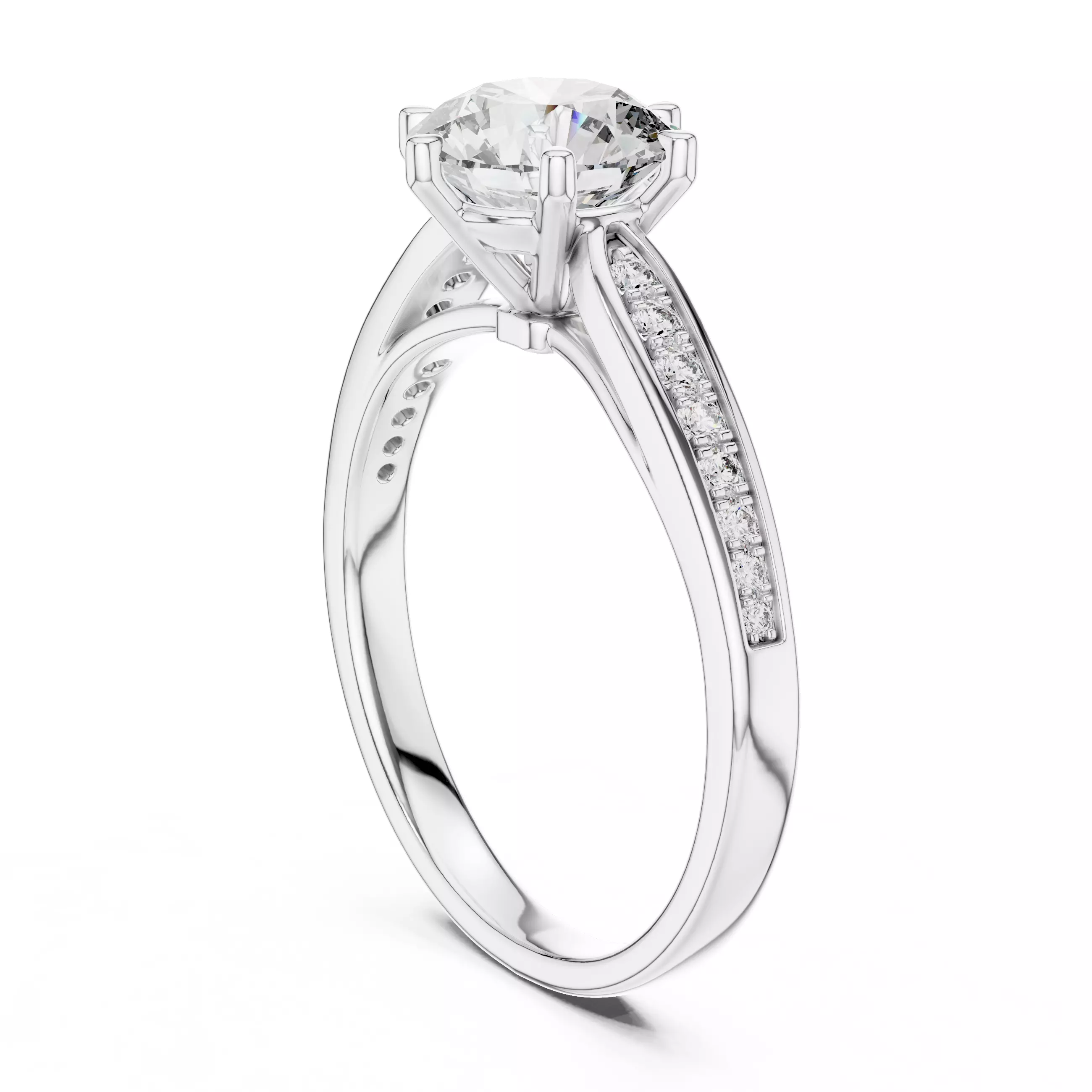 Round Diamond Solitaire Ring 3D print model_3