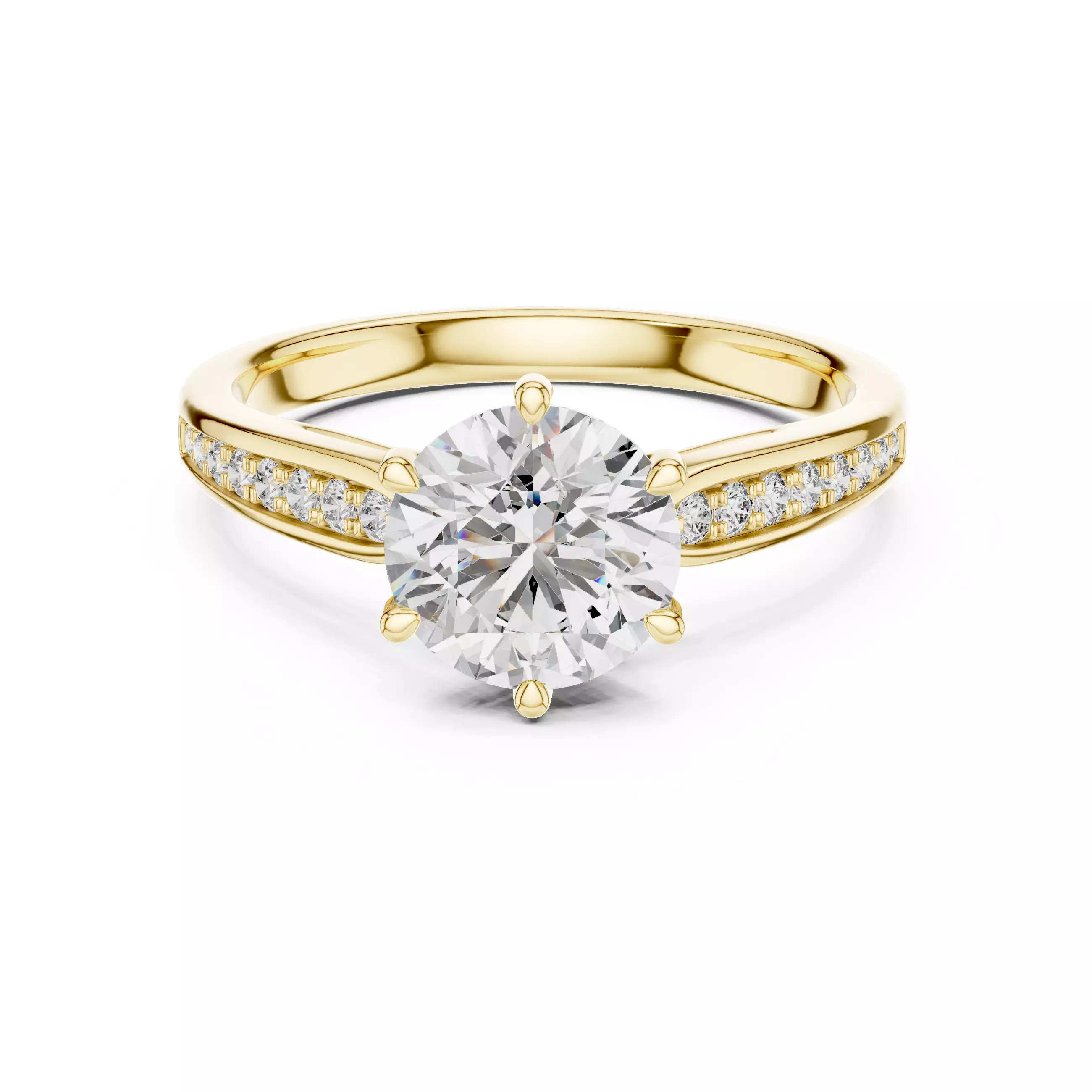 Round Diamond Solitaire Ring 3D print model_13