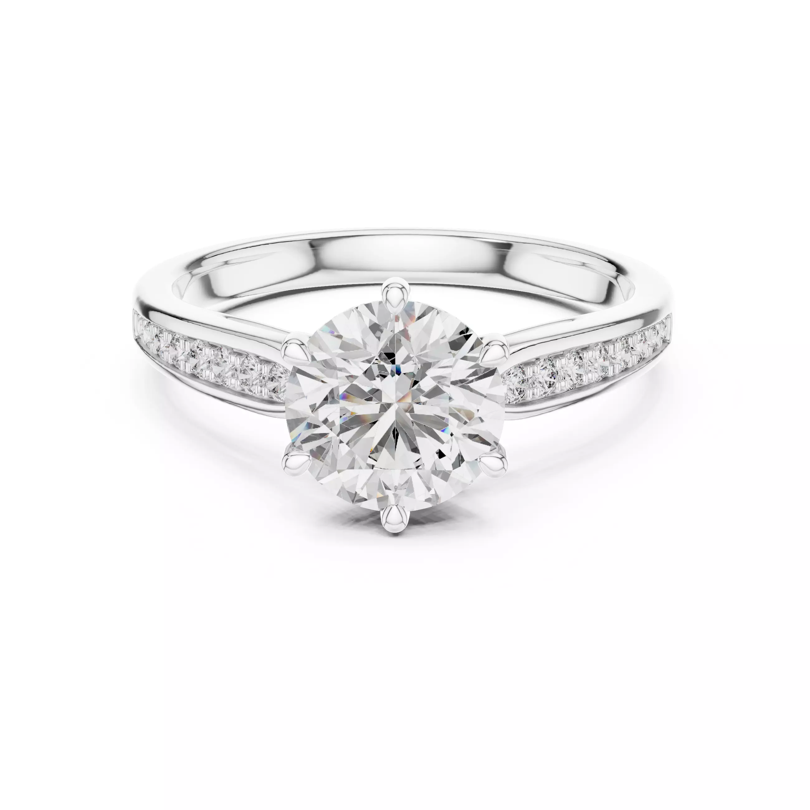 Round Diamond Solitaire Ring 3D print model_11
