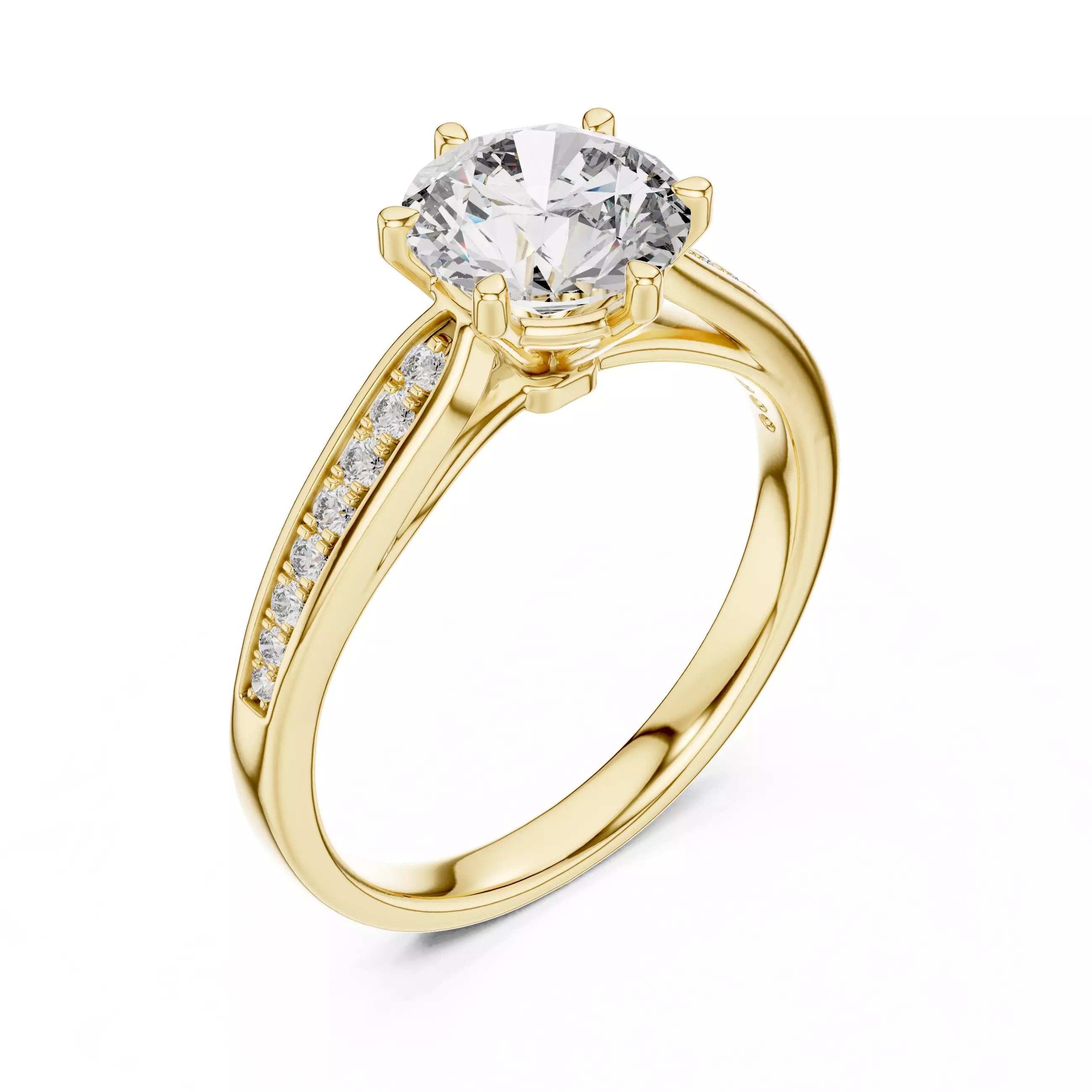 Round Diamond Solitaire Ring 3D print model_6