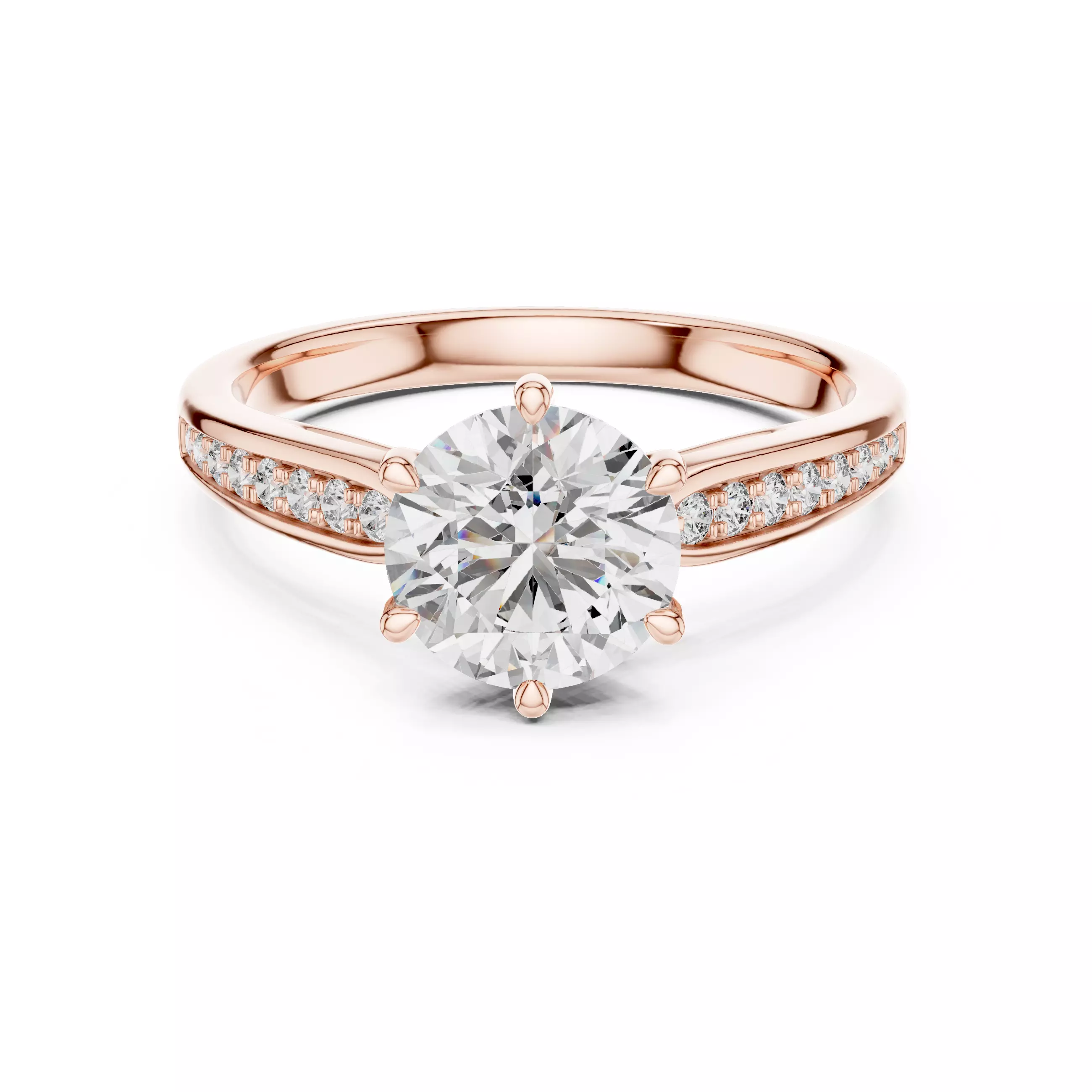 Round Diamond Solitaire Ring 3D print model_0