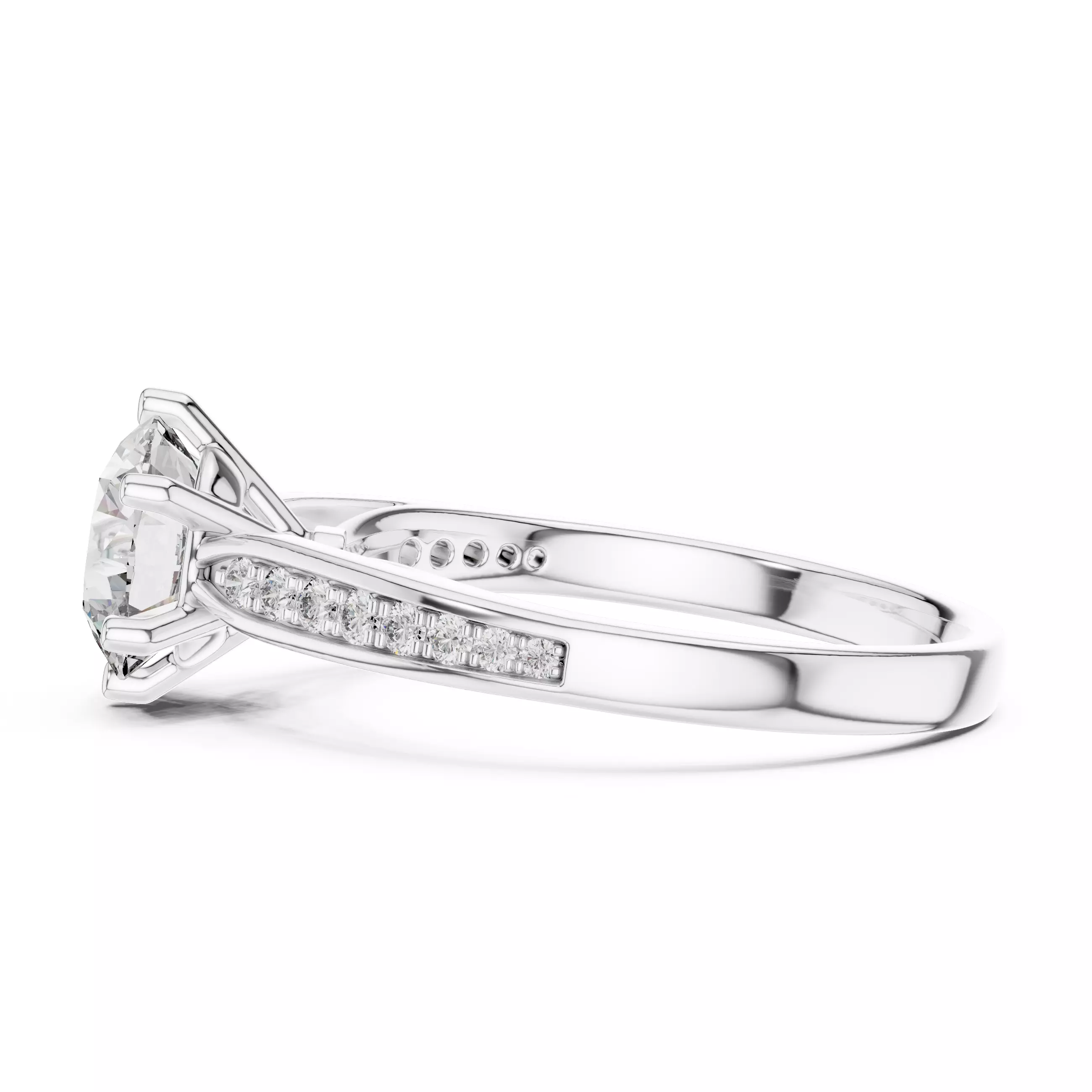 Round Diamond Solitaire Ring 3D print model_10