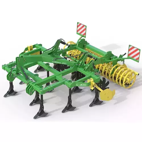 Kerner Corona 300 Hybrid Field Cultivator Low-poly 3D model