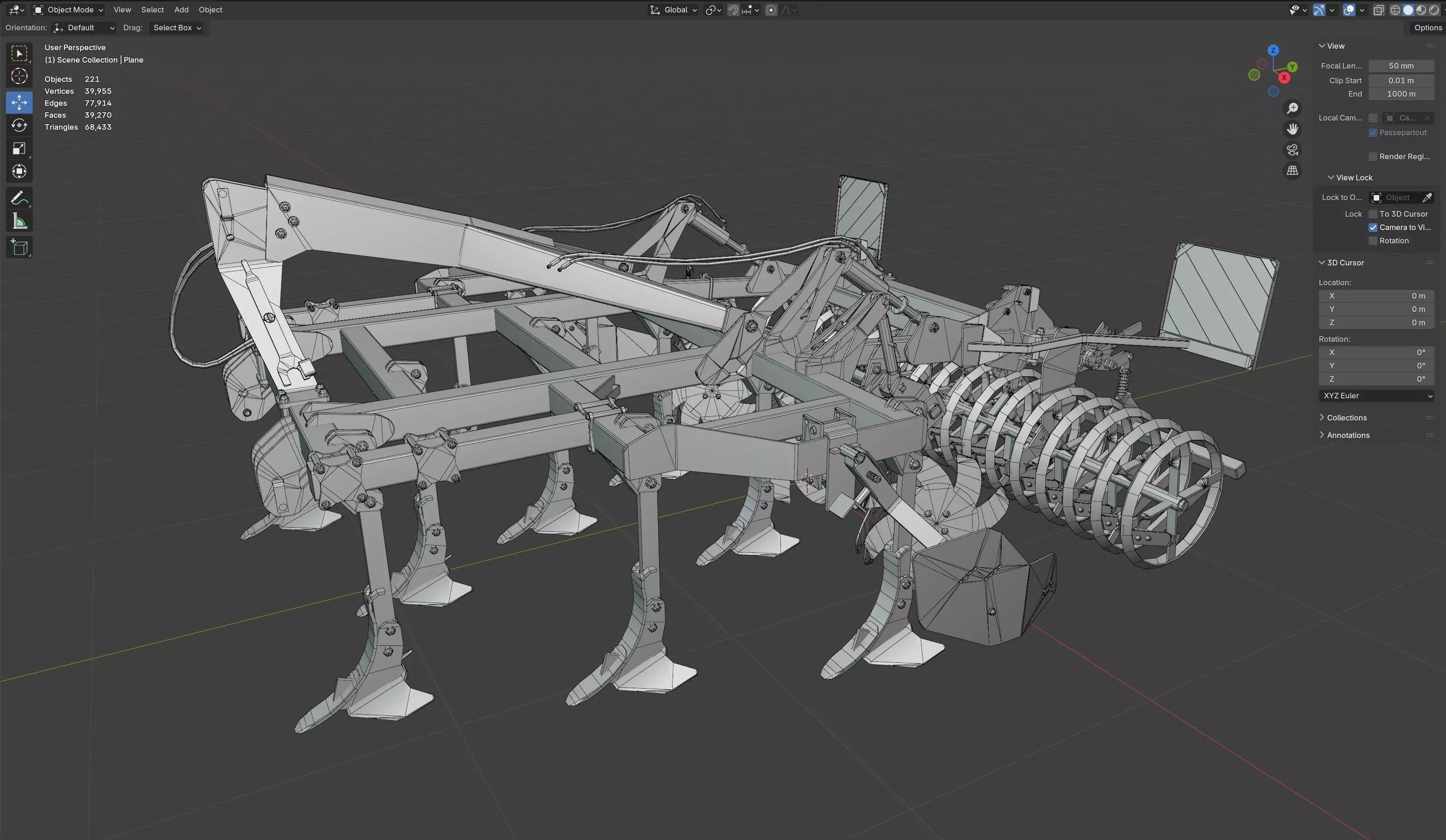 Kerner Corona 300 Hybrid Field Cultivator Low-poly 3D model_12