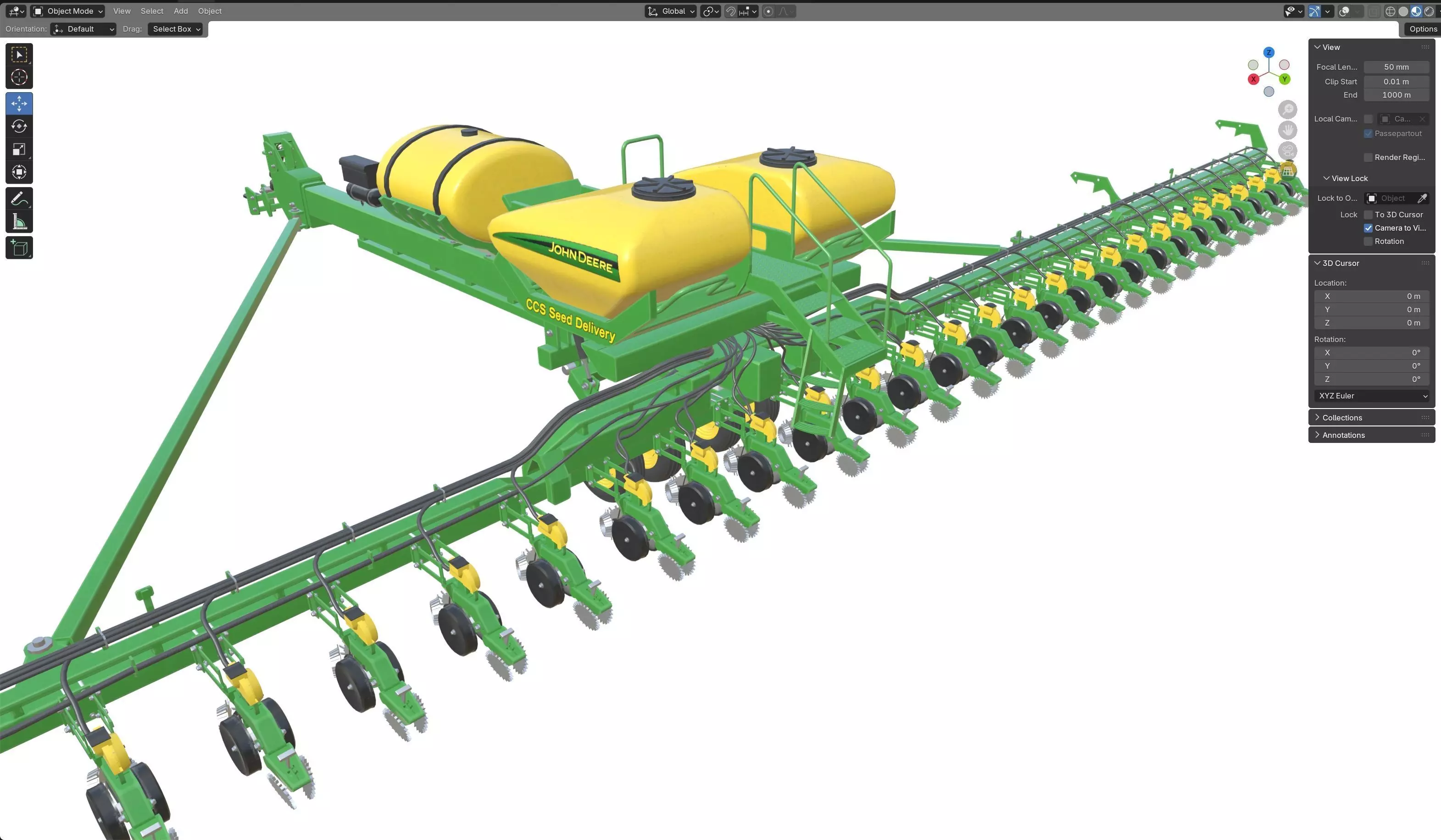 John Deere 36 Row Planter Low-poly 3D model_10