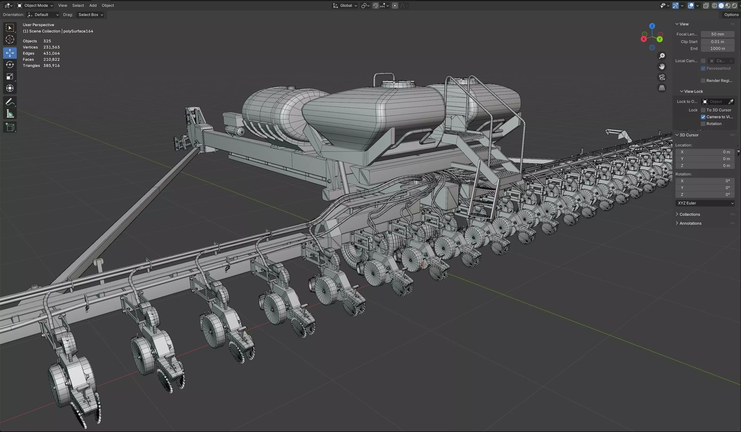 John Deere 36 Row Planter Low-poly 3D model_12