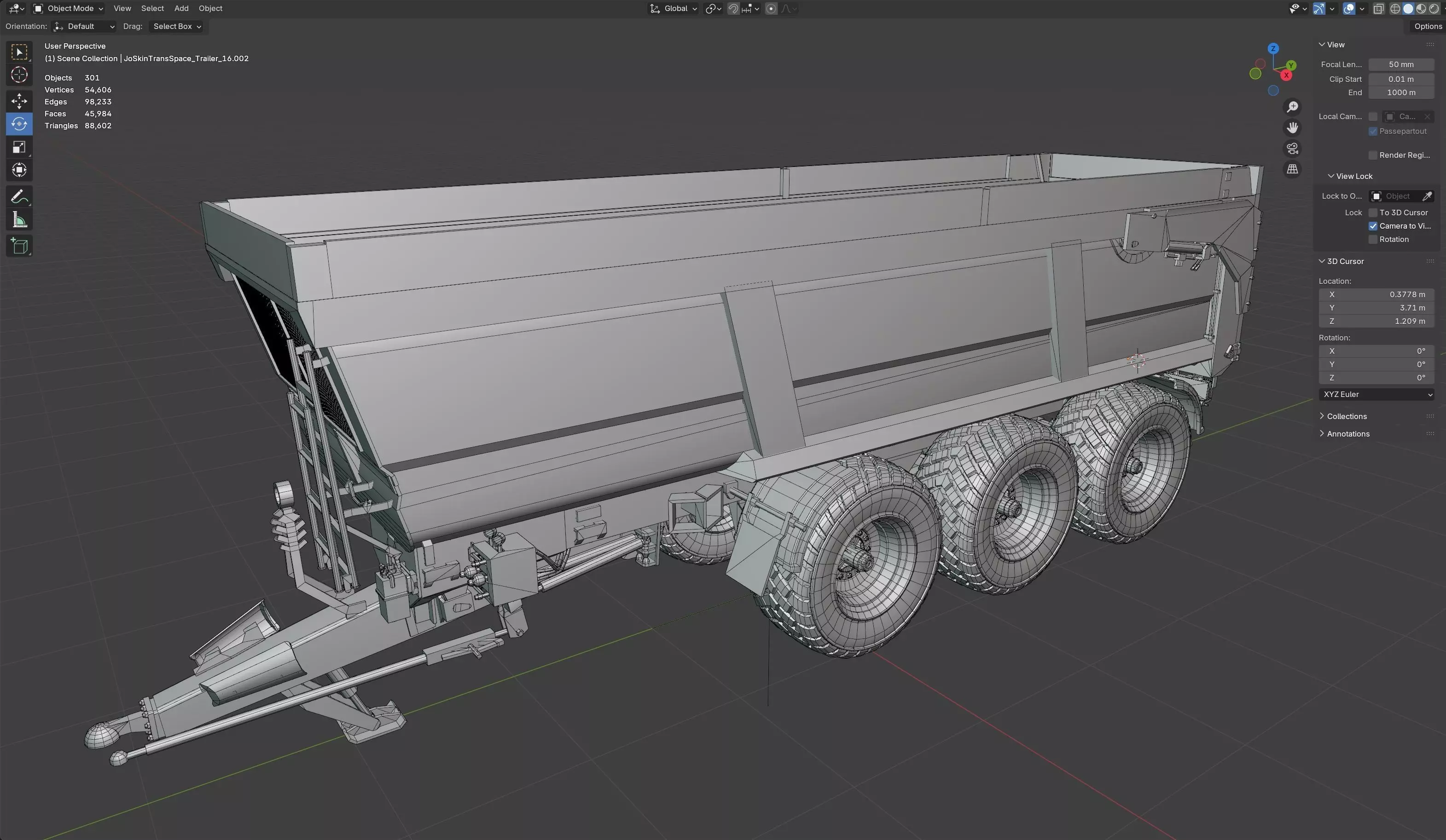 Joskin Trans Space 8000 Farm Trailer Low-poly 3D model_12