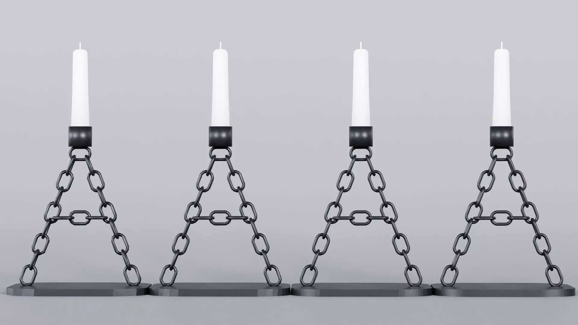 Alphabet A Chain Black Candleholder 3D Model True 4K PBR Render Low-poly 3D model_1