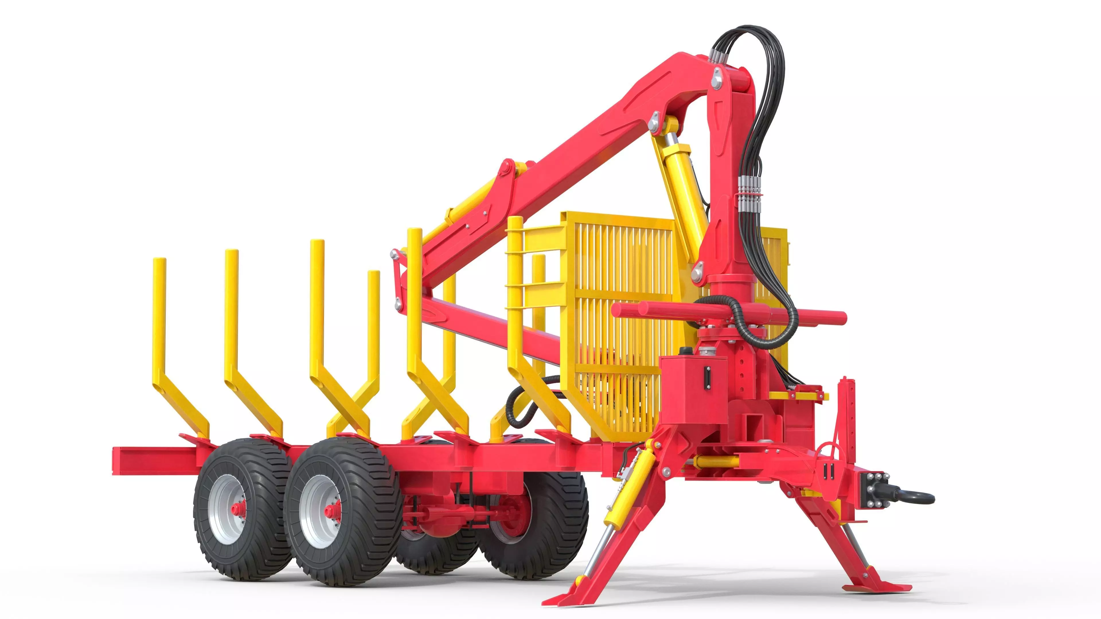 Xylotrail 11 Logging Forestry Trailer Low-poly 3D model_3