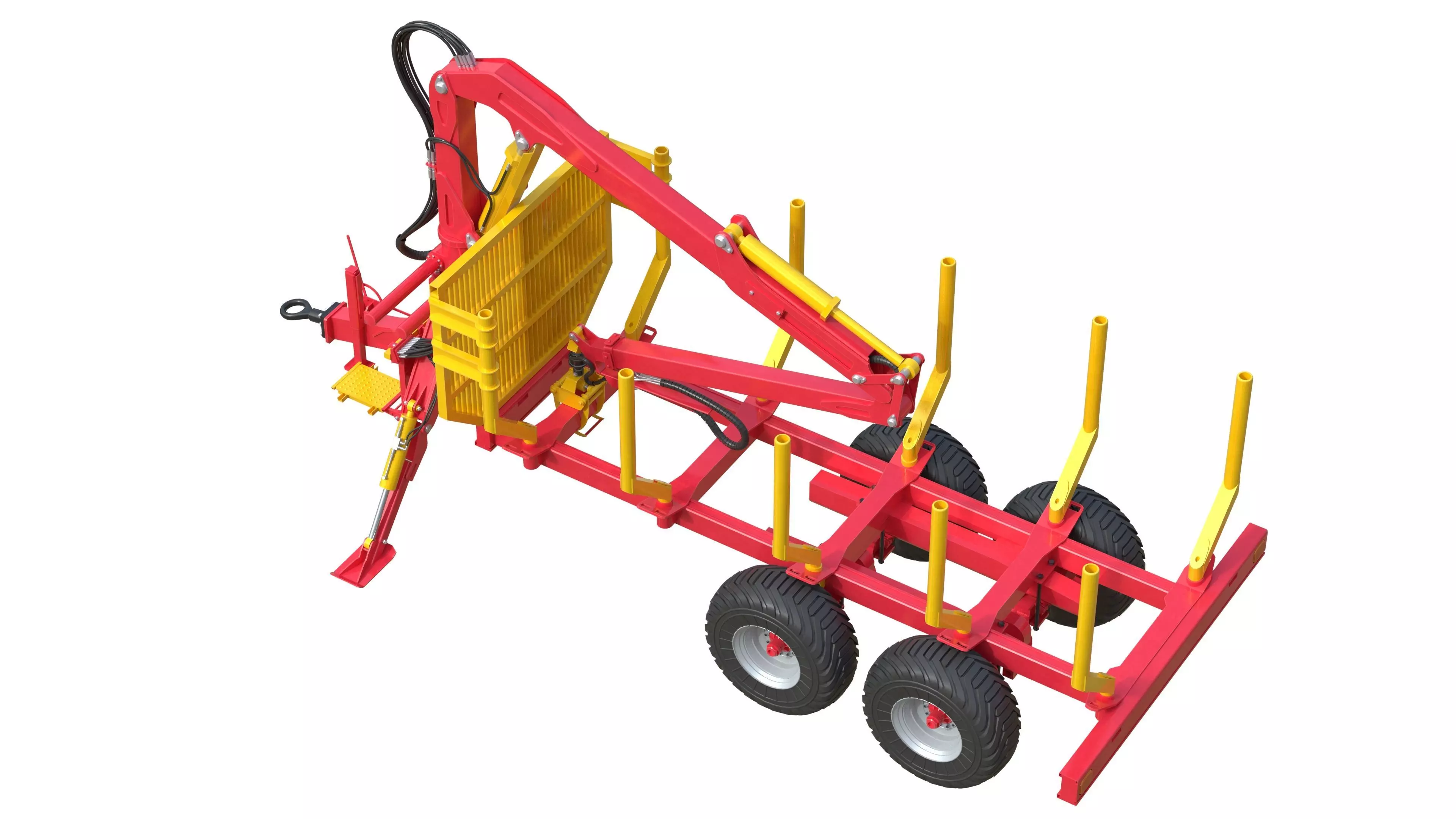 Xylotrail 11 Logging Forestry Trailer Low-poly 3D model_5