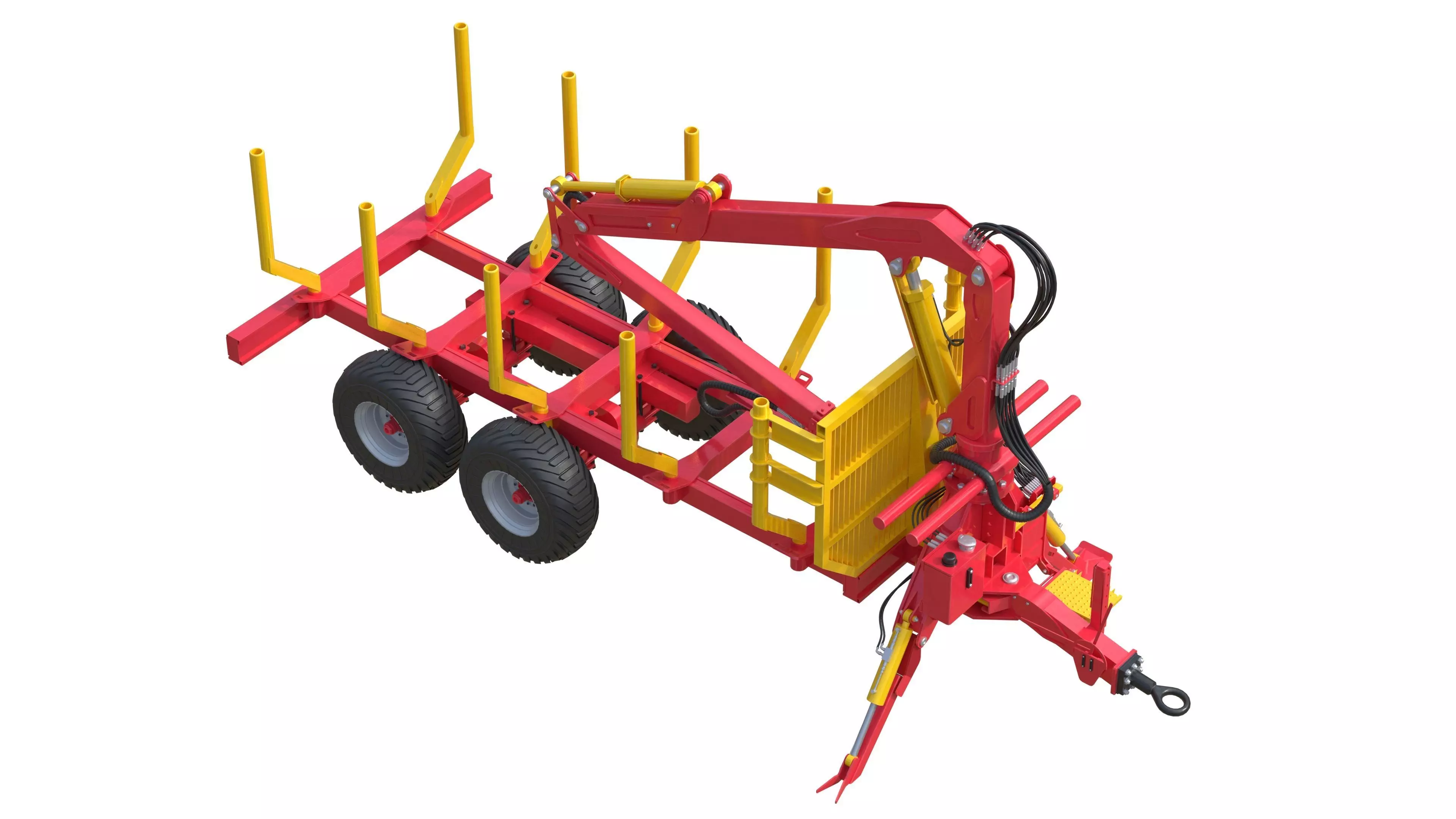 Xylotrail 11 Logging Forestry Trailer Low-poly 3D model_4