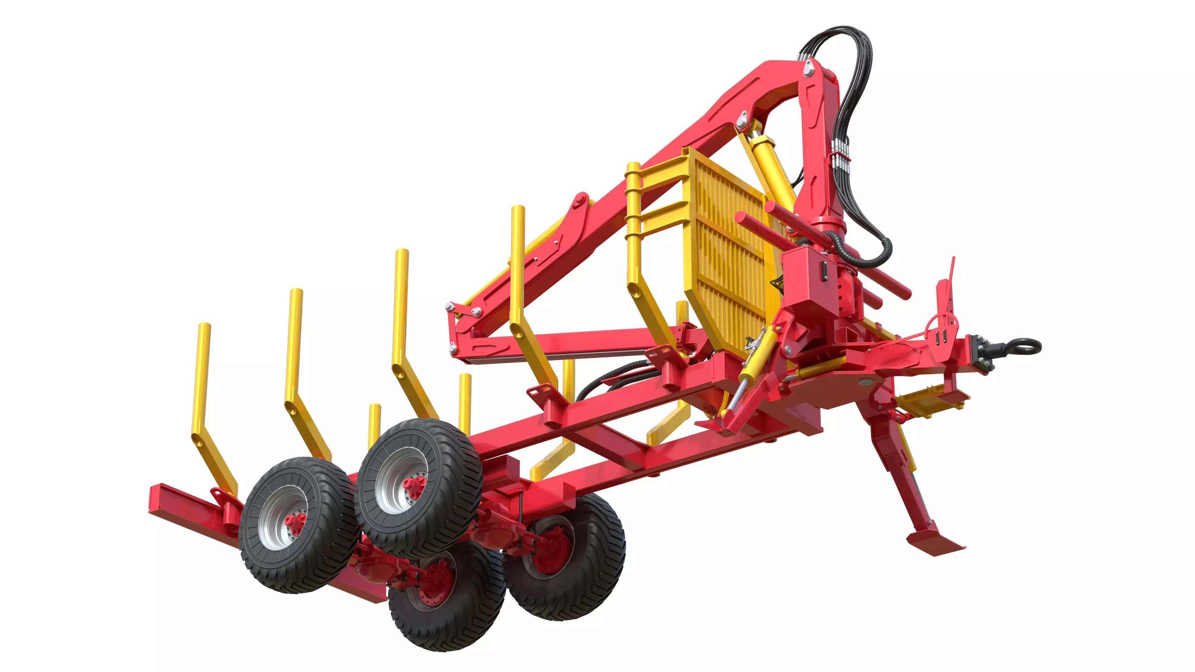 Xylotrail 11 Logging Forestry Trailer Low-poly 3D model_10