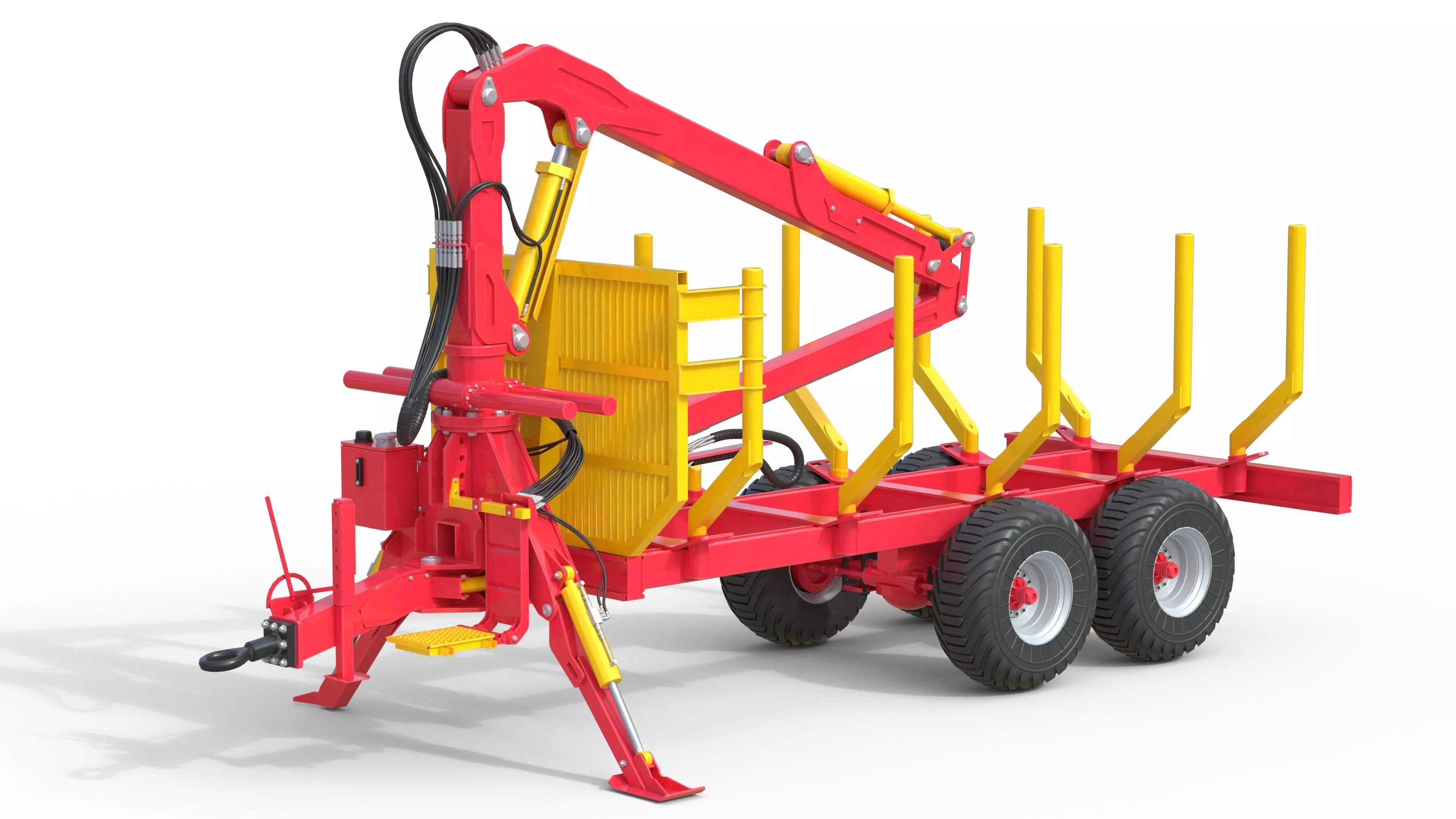 Xylotrail 11 Logging Forestry Trailer Low-poly 3D model_2