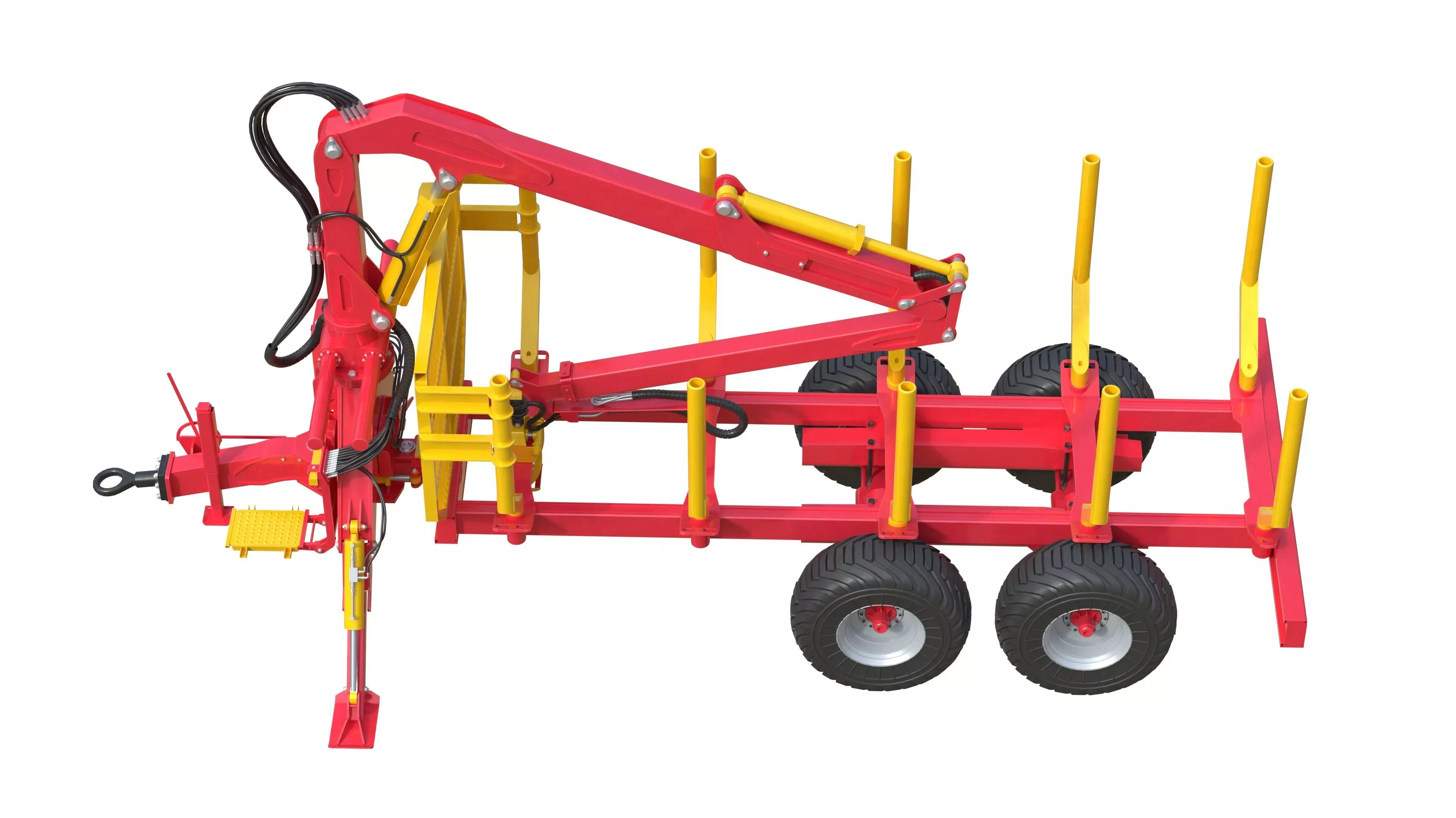 Xylotrail 11 Logging Forestry Trailer Low-poly 3D model_7