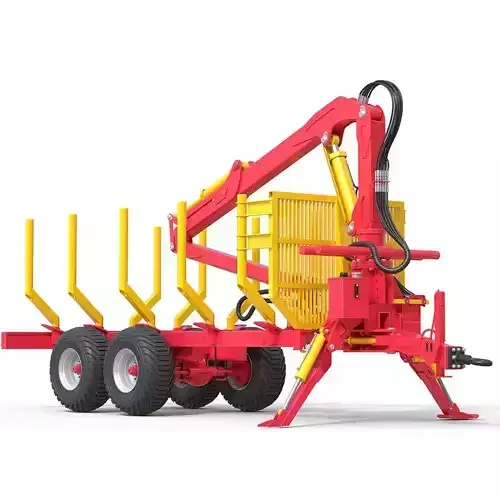 Xylotrail 11 Logging Forestry Trailer Low-poly 3D model