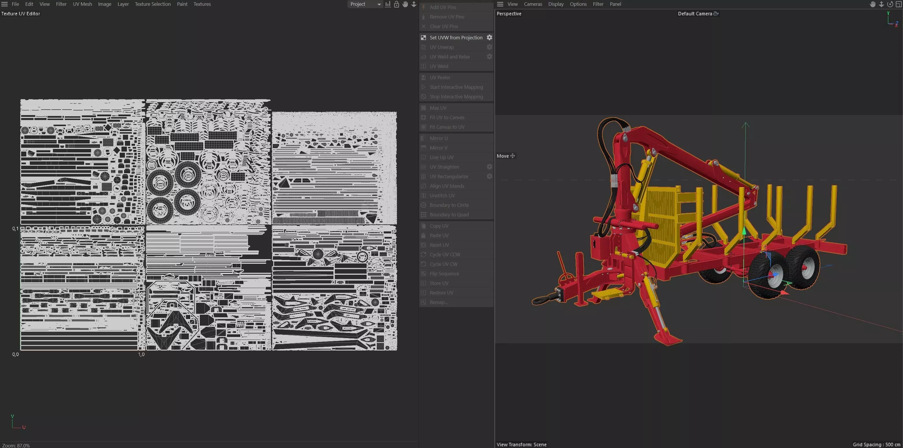 Xylotrail 11 Logging Forestry Trailer Low-poly 3D model_11
