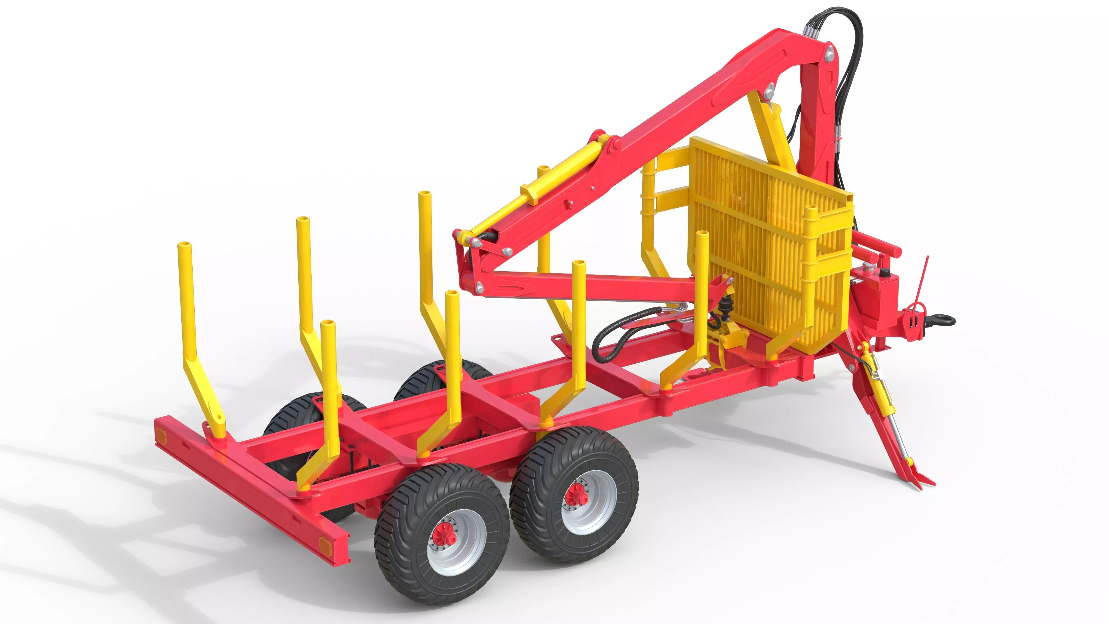 Xylotrail 11 Logging Forestry Trailer Low-poly 3D model_1