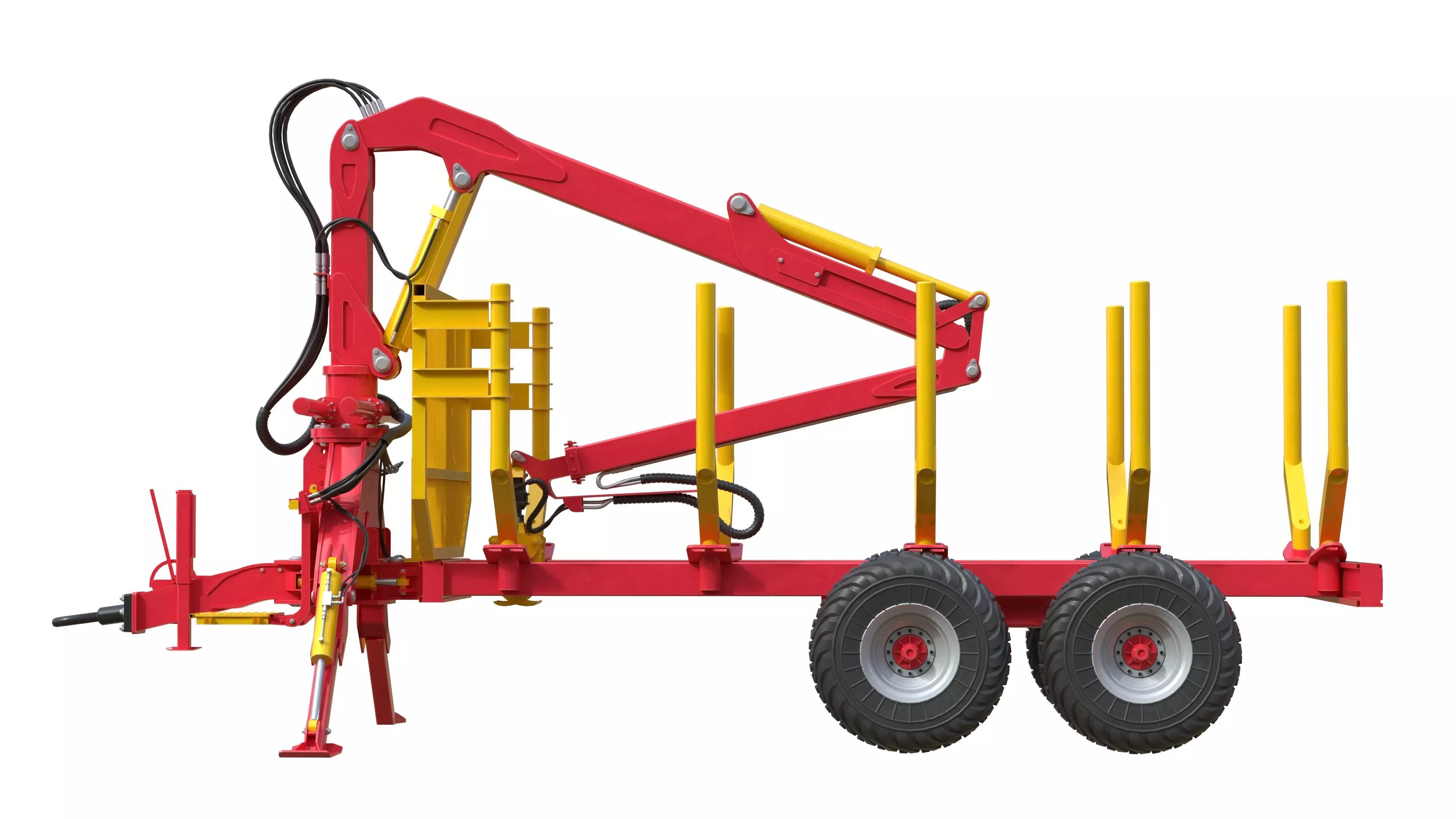 Xylotrail 11 Logging Forestry Trailer Low-poly 3D model_6