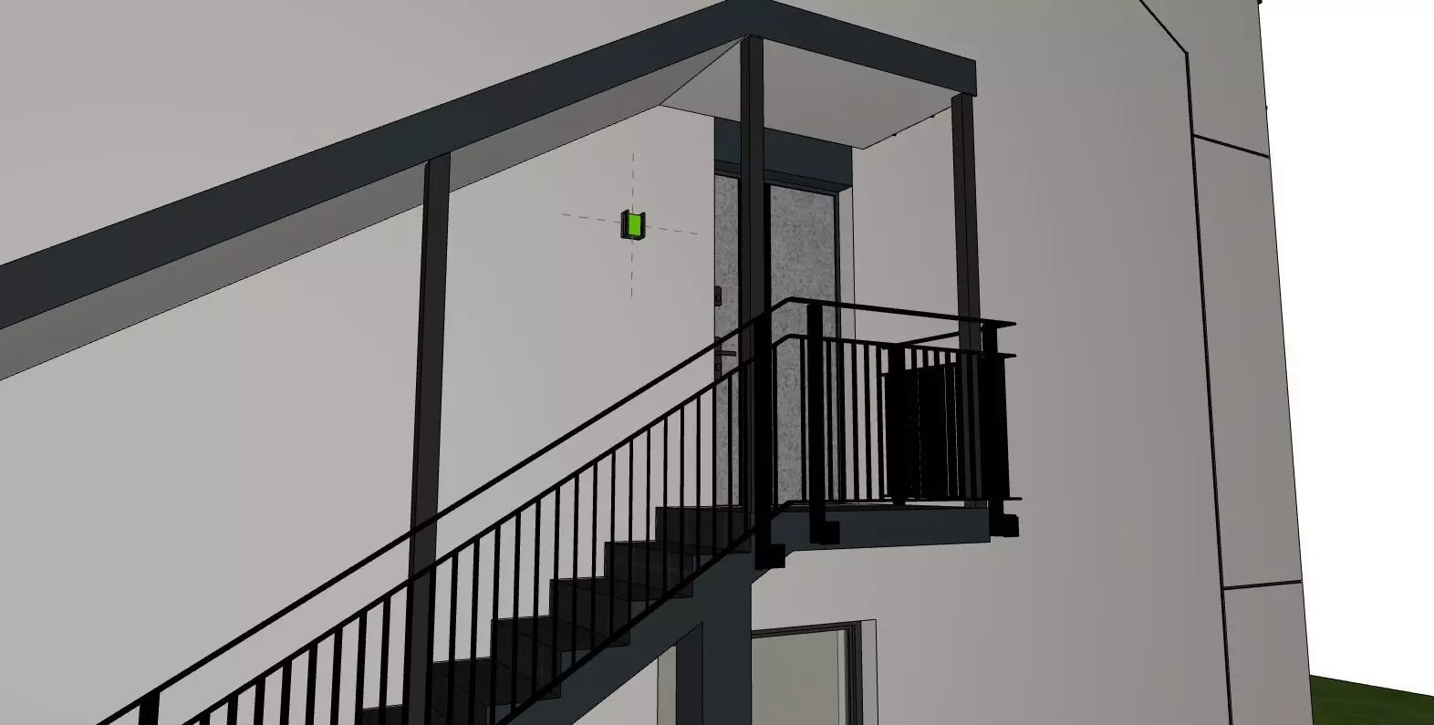 Semi Detached Duplex House 3D Model Modern Two Unit Building 3D model_1