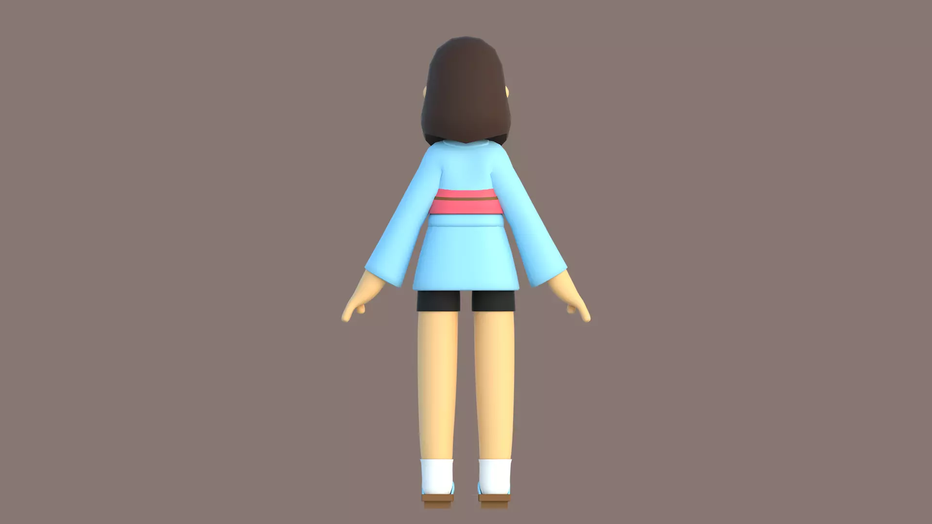 Minimal Cartoon Female Character Low-poly 3D model_10
