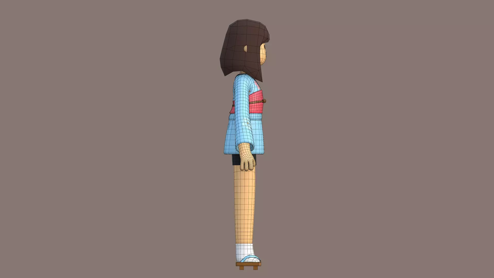 Minimal Cartoon Female Character Low-poly 3D model_15