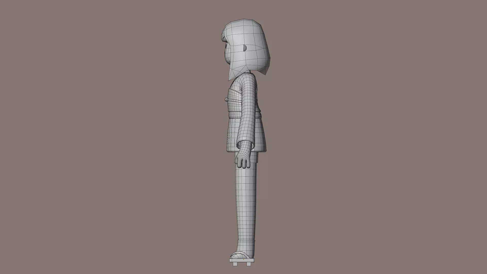 Minimal Cartoon Female Character Low-poly 3D model_35