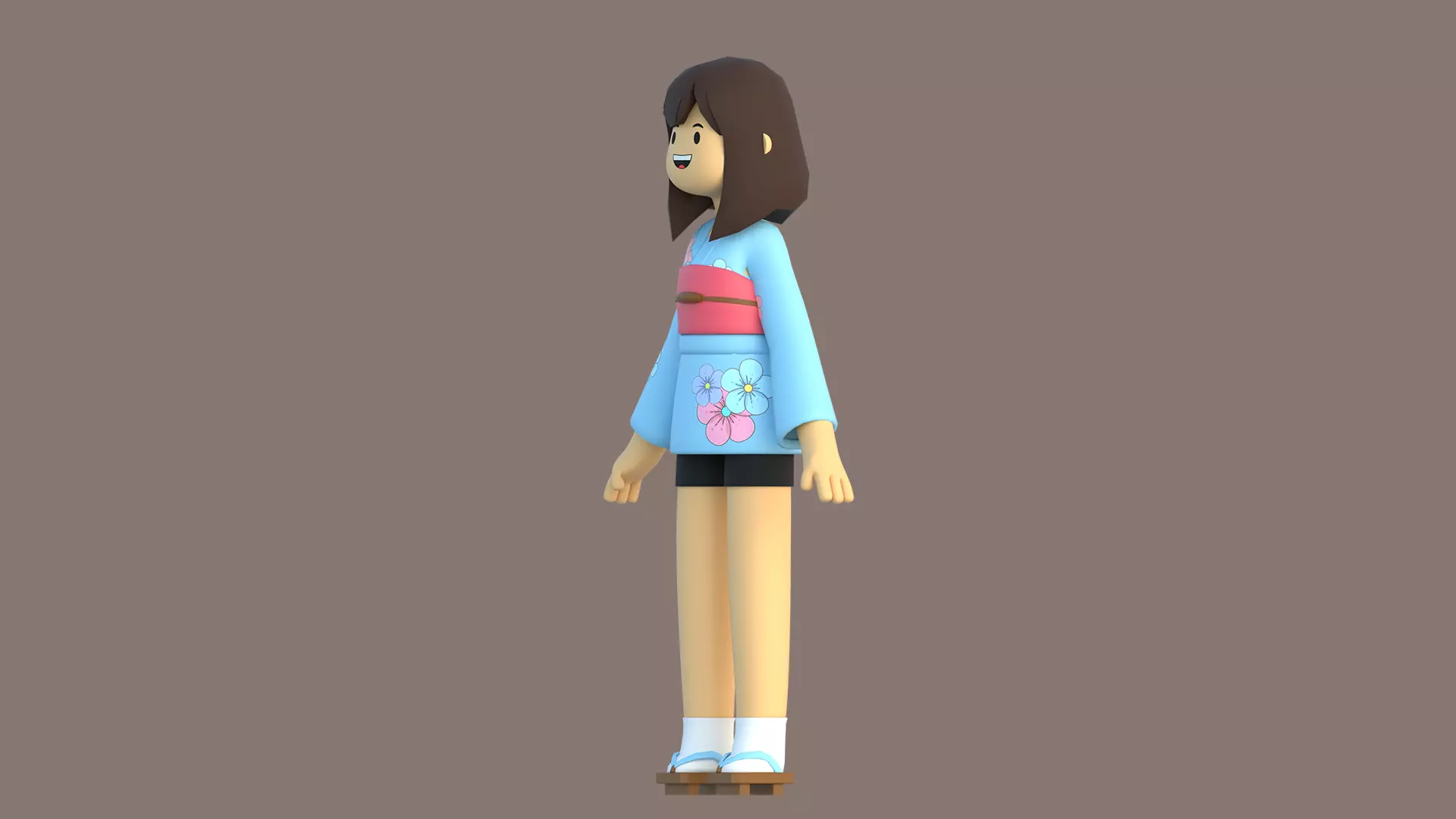 Minimal Cartoon Female Character Low-poly 3D model_13
