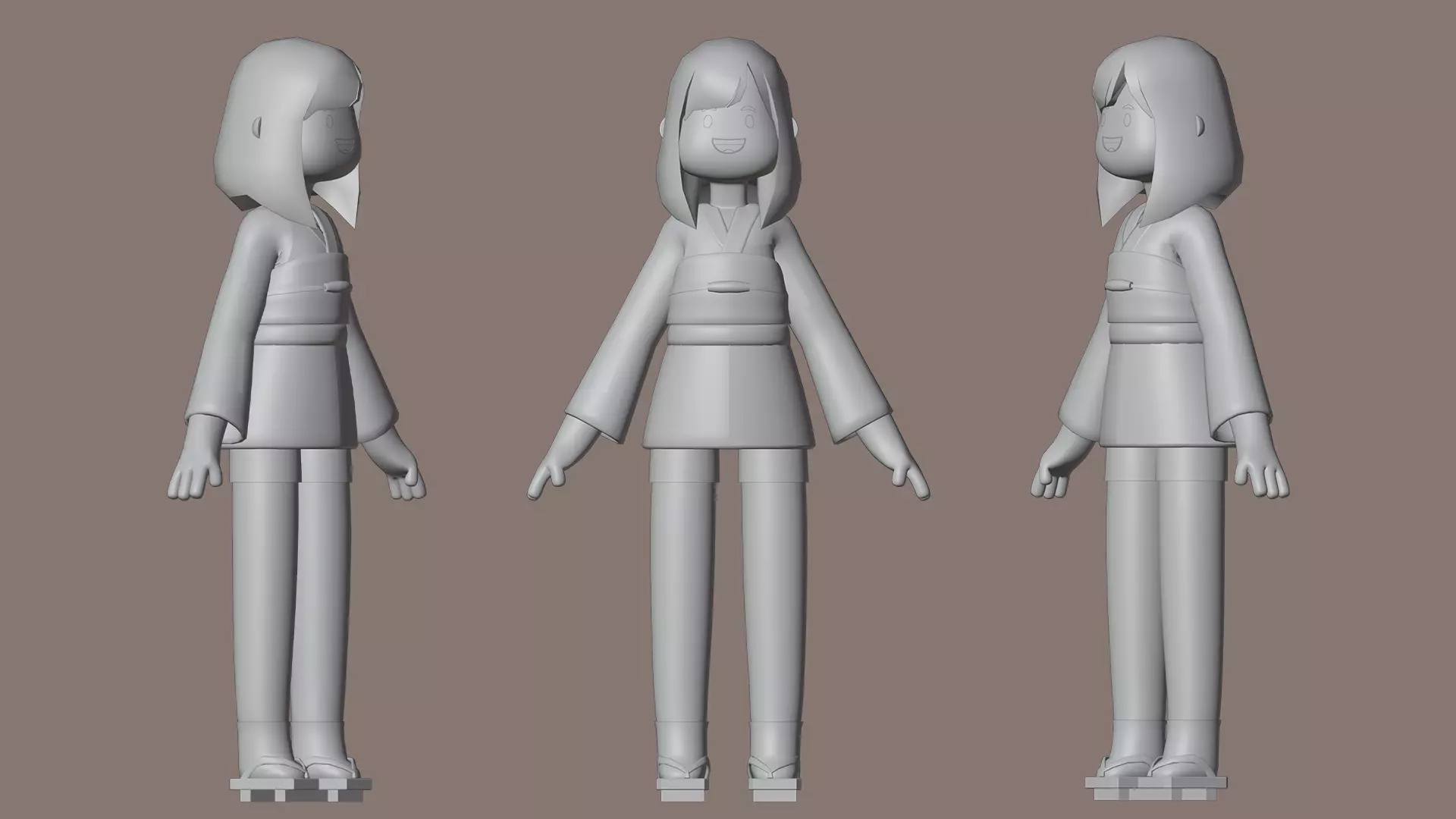 Minimal Cartoon Female Character Low-poly 3D model_5